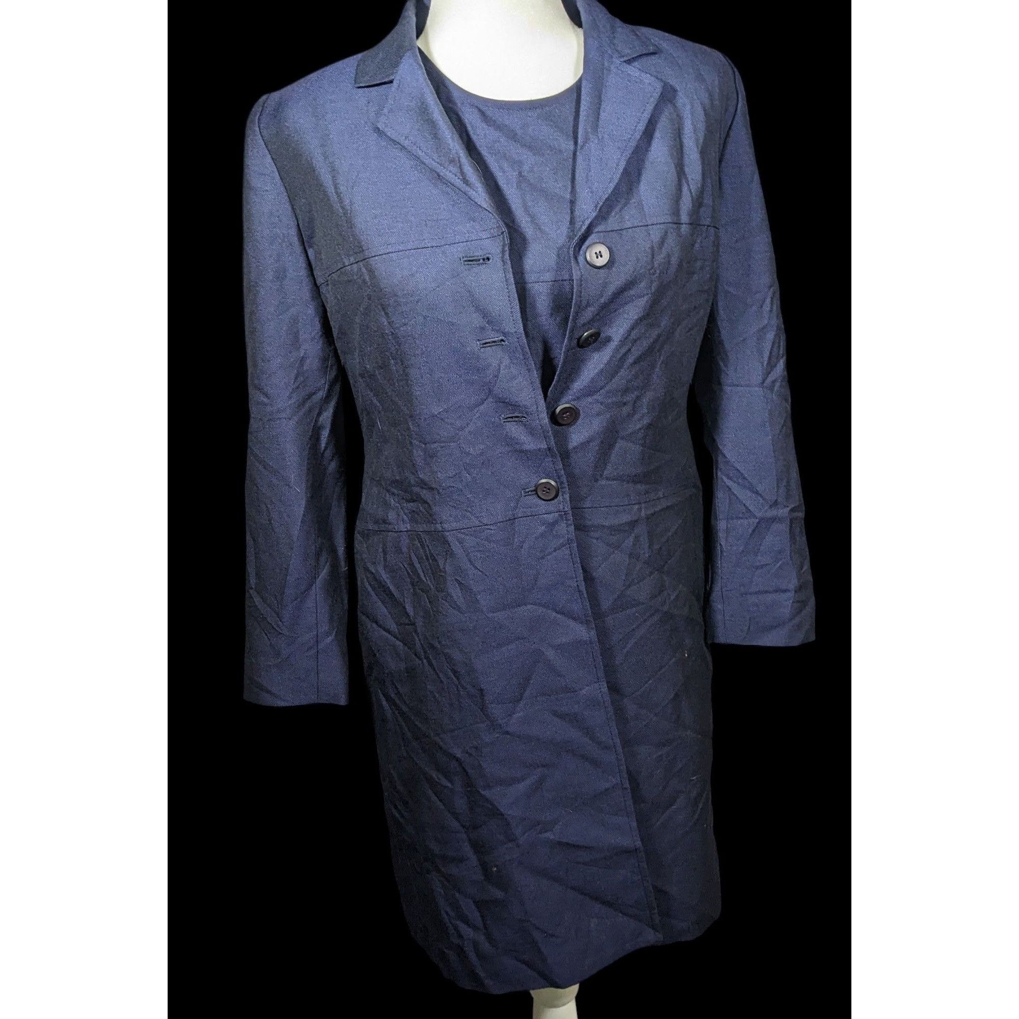 Kasper Vintage Kasper A.S.L. Petite Navy Dress Suit (Dress And Coat Size S / US 4 / IT 40 - 1 Thumbnail