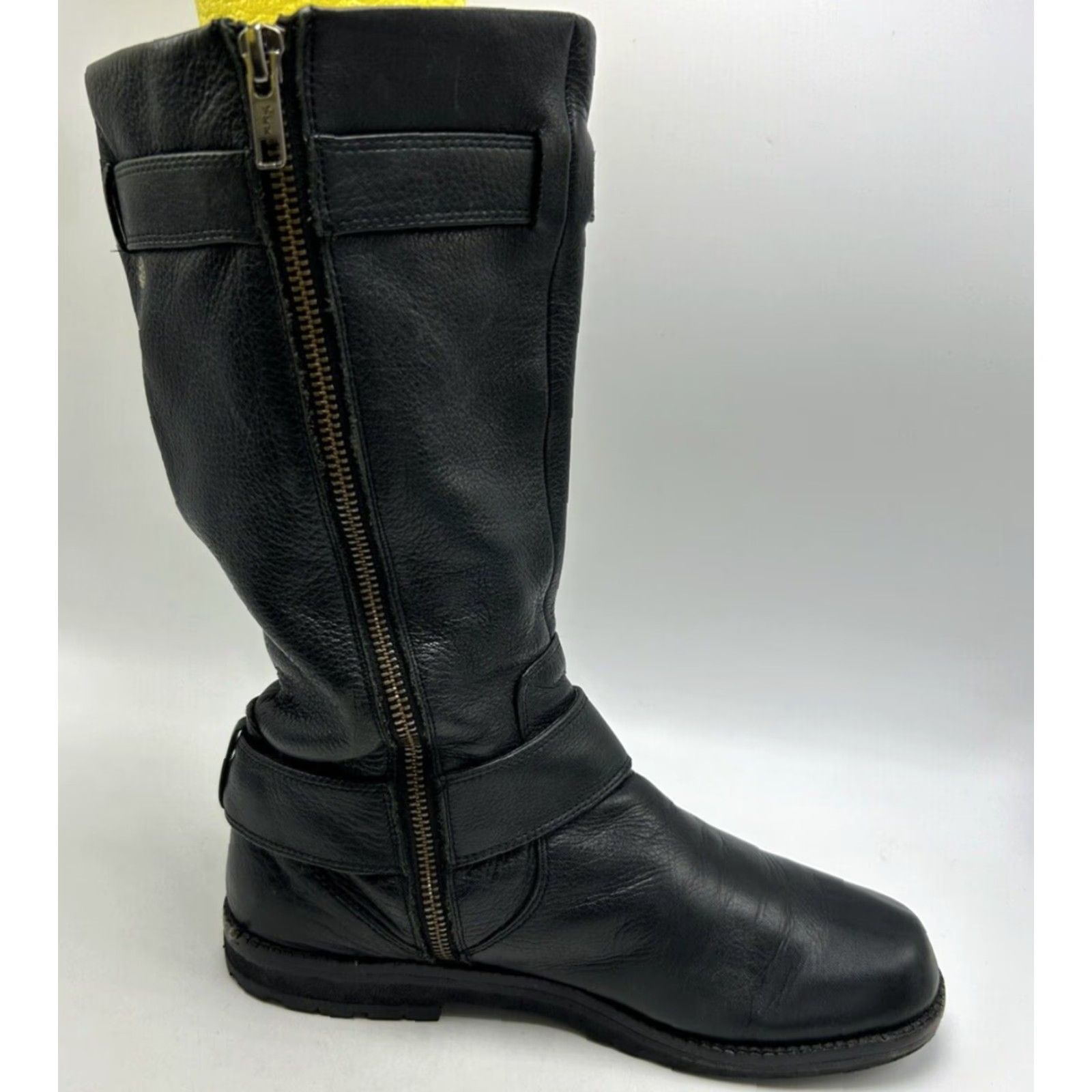 Vintage Gentle Souls Boots Womens 8 M Riding Buckle Moto Black Leather Soft Buttery Read Size US 8 / IT 38 - 2 Thumbnail