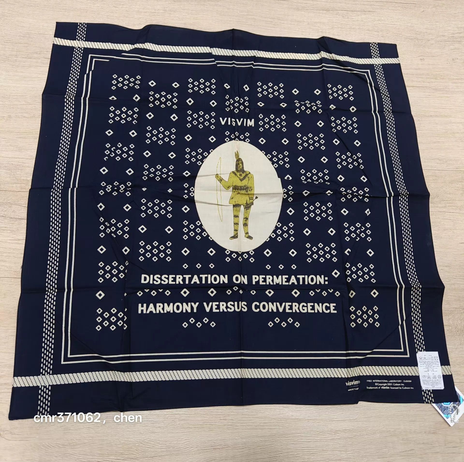 Visvim Blue Square Scarf with Graphic & Geometric Patterns Size ONE SIZE - 1 Thumbnail
