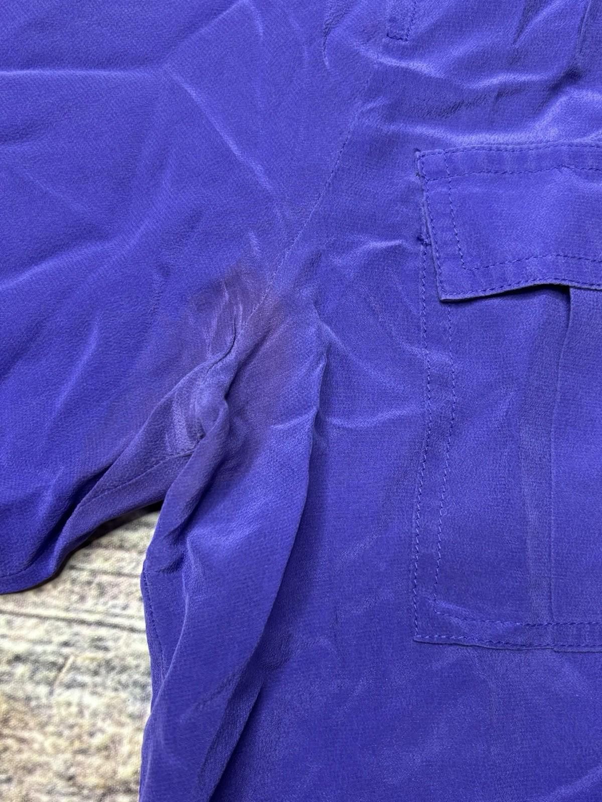 J.Crew J Crew Top Womens Medium Silk Satin Pockets Purple Button Up Size M / US 6-8 / IT 42-44 - 5 Thumbnail