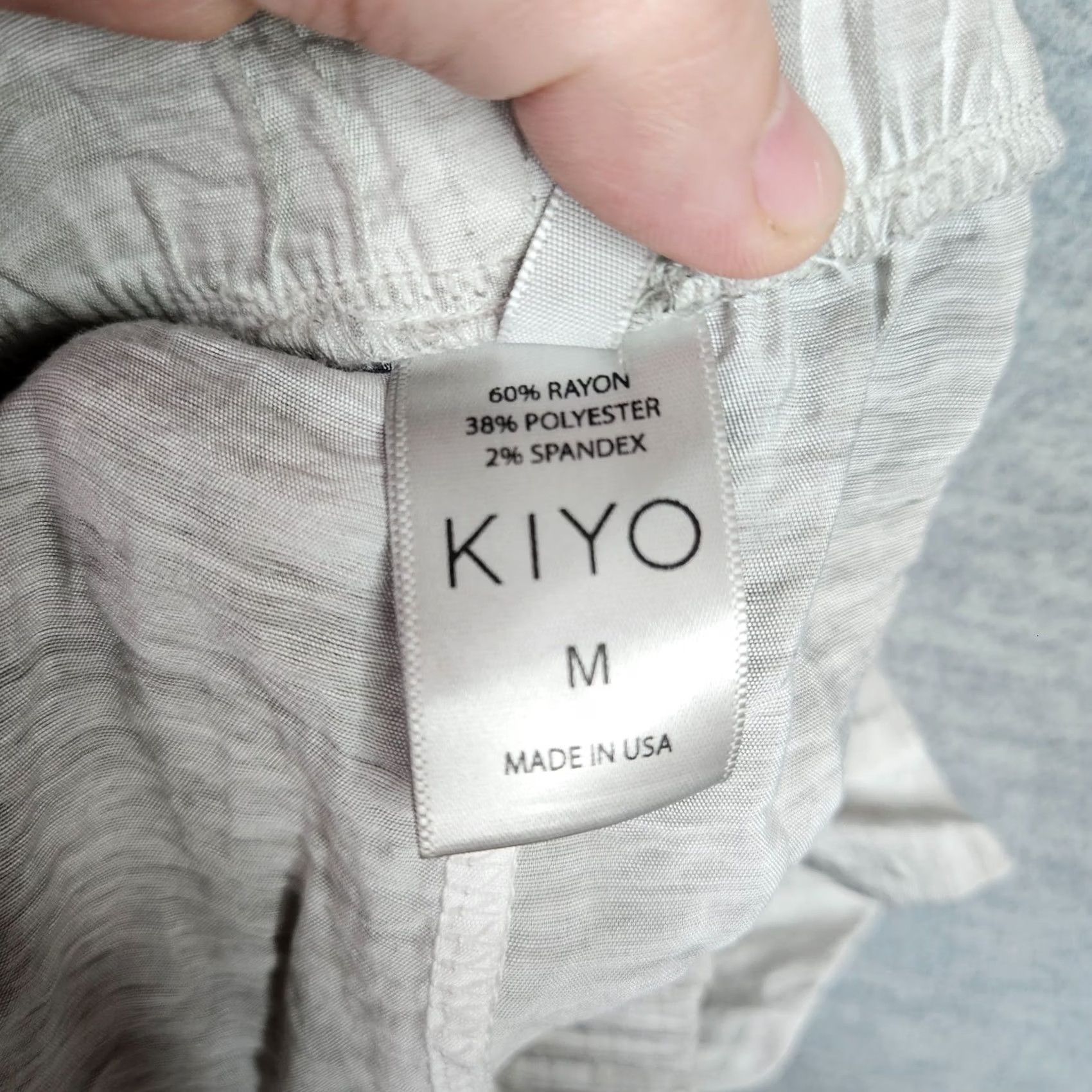 Vintage KIYO Women's Gray Stretch Pants Size M Elastic Waist Regular Fit Casual Size 32" / US 10 / IT 46 - 7 Thumbnail