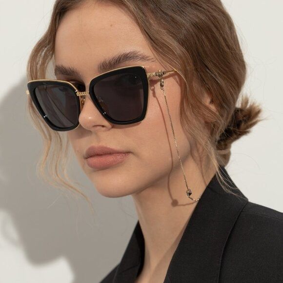 Valentino NEW VALENTINO SUNGLASSES VLS-165A BLACK/GOLD WOMEN EYEWEAR Size ONE SIZE - 1 Thumbnail