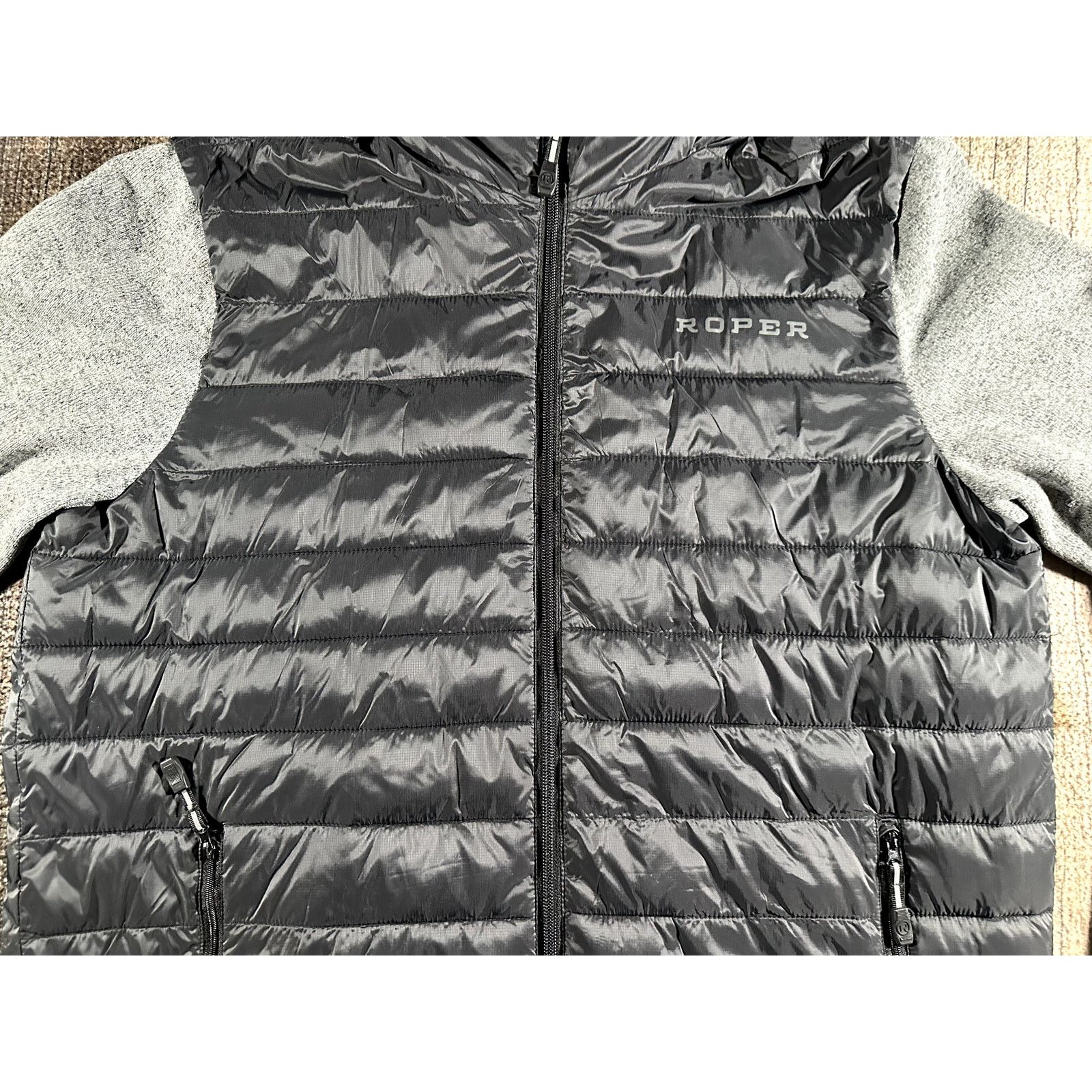 Roper Roper Mens Down Puffer Hooded Jacket Coat Mens Large Black Size US L / EU 52-54 / 3 - 3 Thumbnail