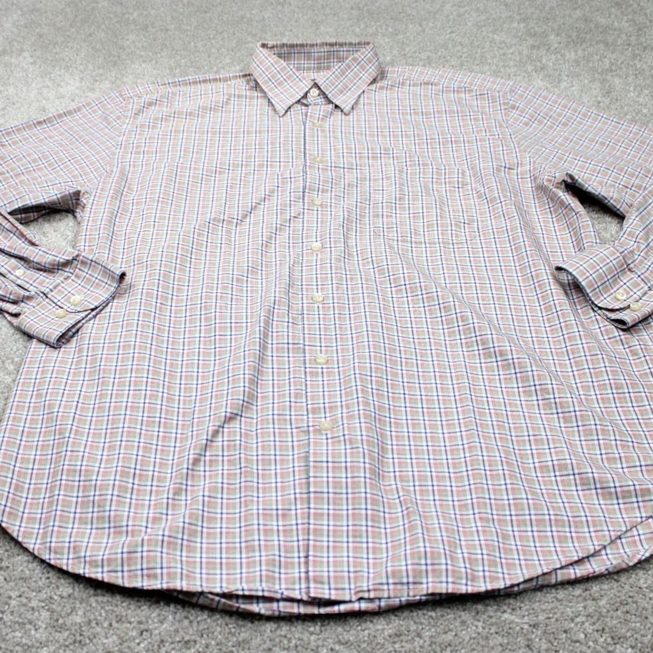 Vintage Hickey Freeman Shirt Mens 2XL XXL Orange/Blue Cotton L/S Button Woven in Italy Size US XXL / EU 58 / 5 - 3 Thumbnail