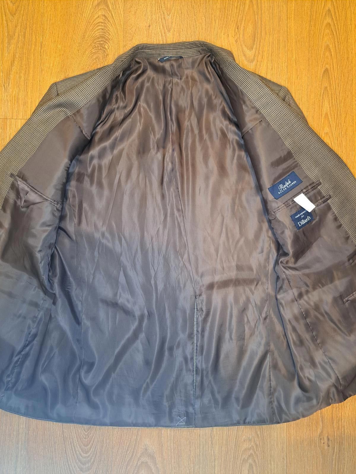 Polo Ralph Lauren NEW Ralph Lauren Sport Coat Mens 46L Brown Houndstooth Silk Size 46L - 8 Thumbnail