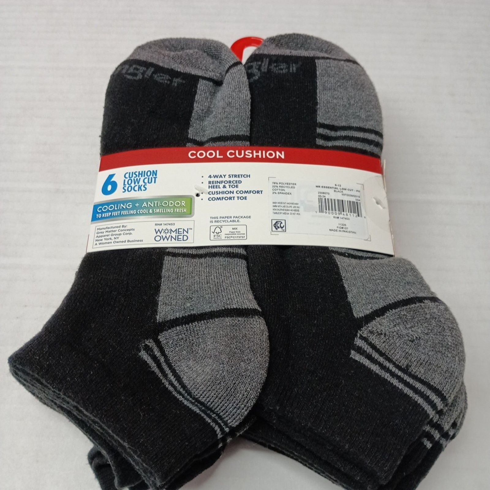 Wrangler Wrangler Cushion Low Cut Socks Cooling Anti Odor 6 Pack Blck Size ONE SIZE - 3 Thumbnail