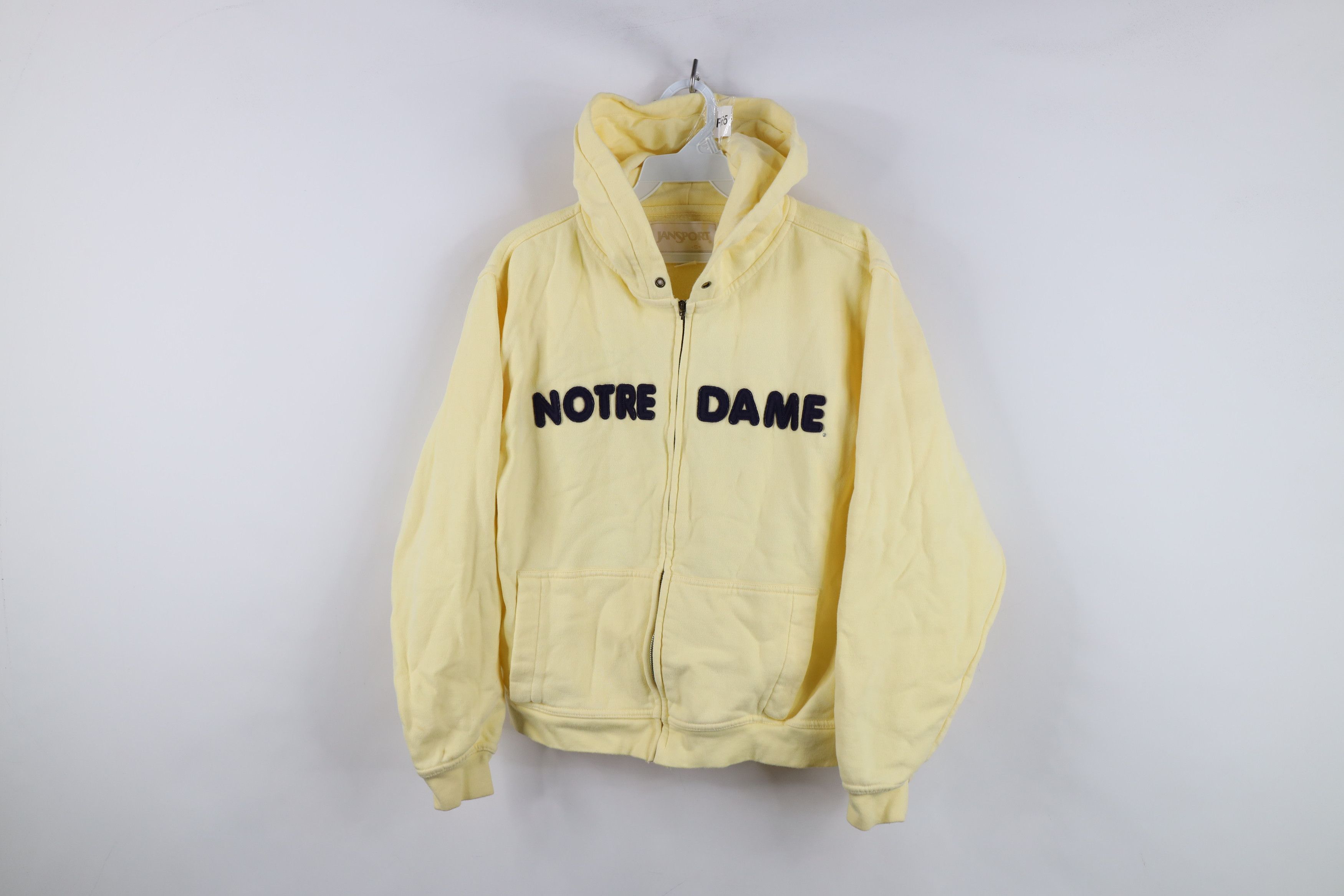 Vintage Vintage 90s Notre Dame University Full Zip Hoodie Yellow Size S / US 4 / IT 40 - 1 Thumbnail
