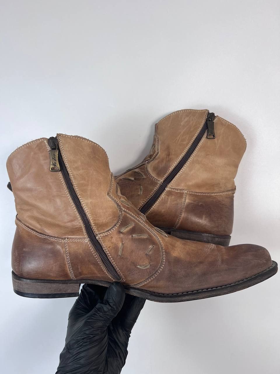 Other TIME & Co Italy Western Leather Ankle Boots Brown Size EU 42 Size US 8.5 / EU 41-42 - 5 Thumbnail