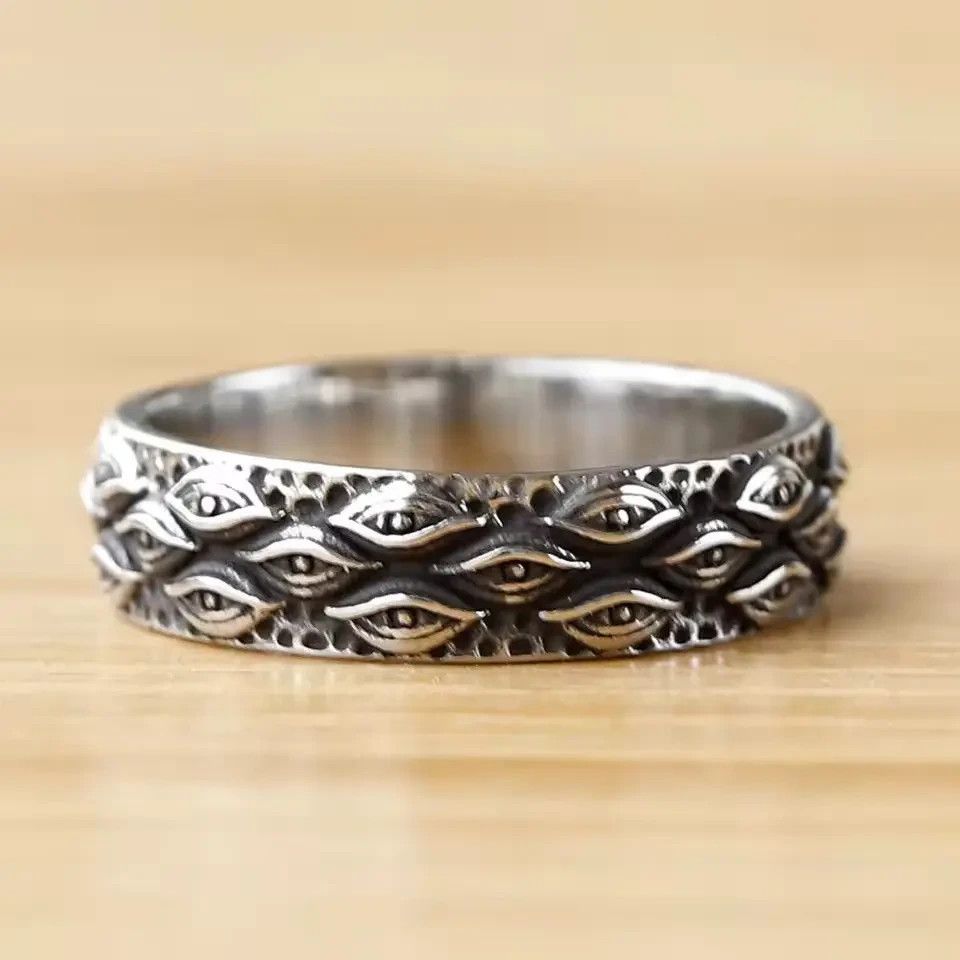 Jewelry "All-Seeing Eyes" Gothic Band Ring (Sizes 7-13) Size ONE SIZE - 1 Thumbnail