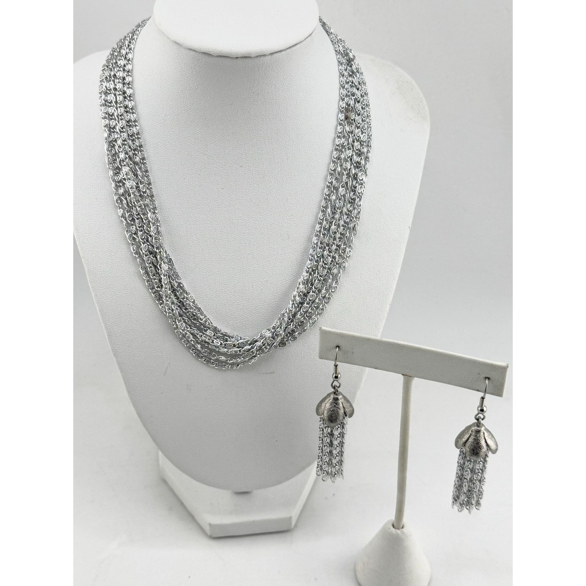Vintage Vintage Sarah Coventry silver multi chain necklace & earring Size ONE SIZE - 3 Thumbnail