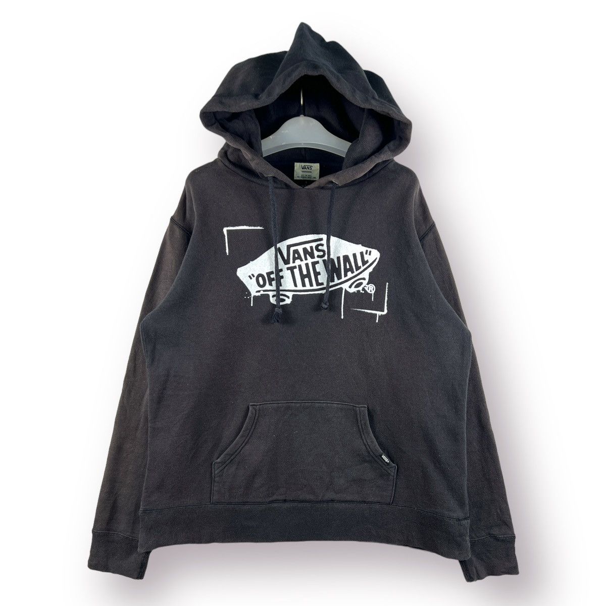image of Skategang x Vans Distressed Vans Air Brushed Design Logo Hoodie - L in Black, Men's (Size Large)