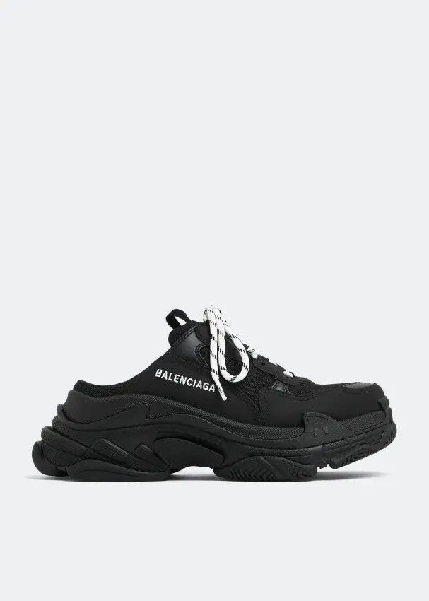 Balenciaga o1mt1gz0325 Triple S Mules in Black Size US 7 / IT 37 - 1 Thumbnail