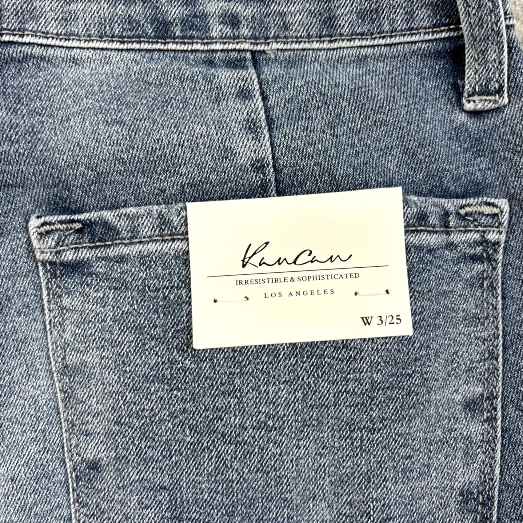 Vintage KanCan Jeans Juniors 3/25 Blue Med Wash High Rise Wide-Leg Cargo Denim Stretch Jeans Womens Size 26" / US 2 / IT 38 - 4 Thumbnail
