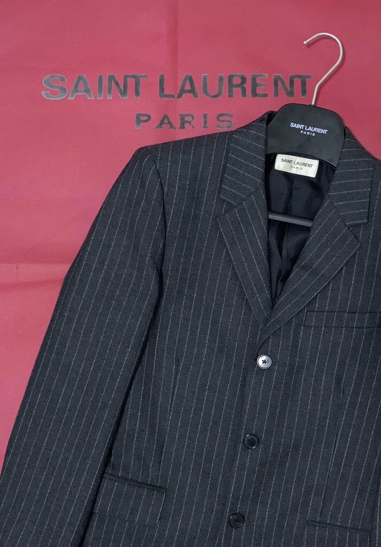 Saint Laurent Paris Saint Laurent SLP 13FW 3-btn stripe blazer 44 MINT Size 44R - 7 Thumbnail