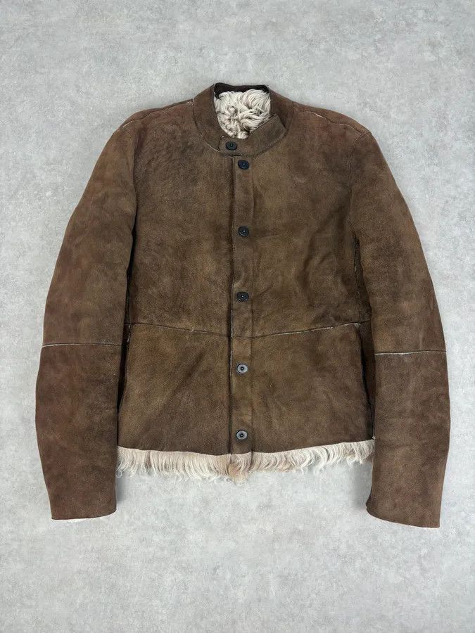 Emporio Armani AW2003 Emporio Armani Brown Beige Shearling Fur-Lined Leather Jacket Size US L / EU 52-54 / 3 - 1 Thumbnail