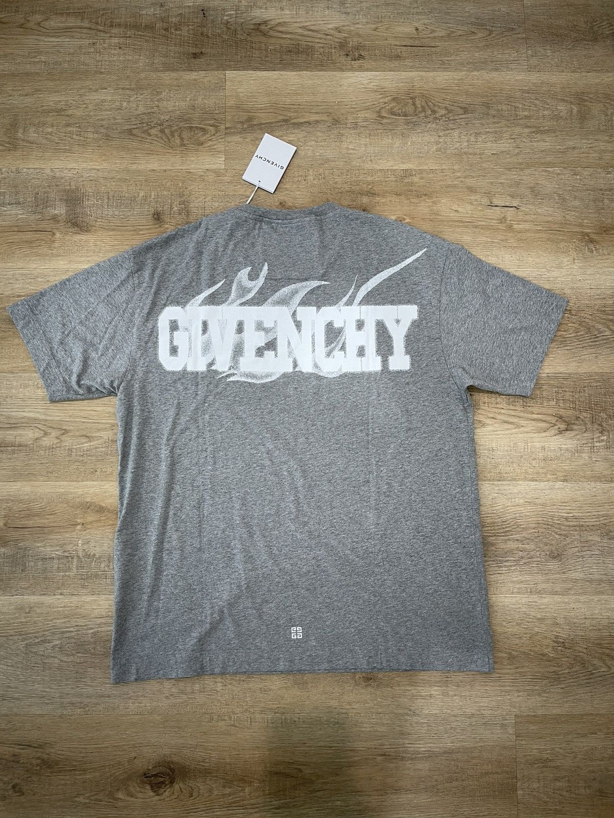 image of Givenchy Flame Pocket T Shirt in Grey, Men's (Size Small)