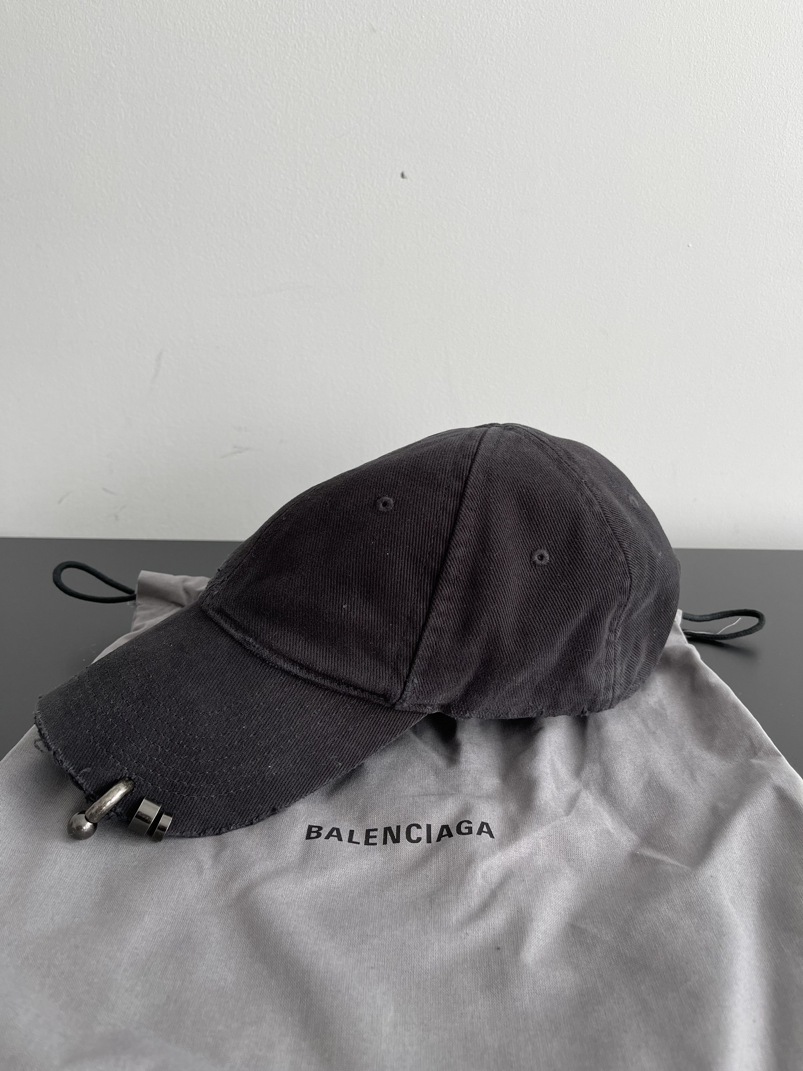 Balenciaga Rare No Notch Heavy Piercing Pierced Cap NWT (M