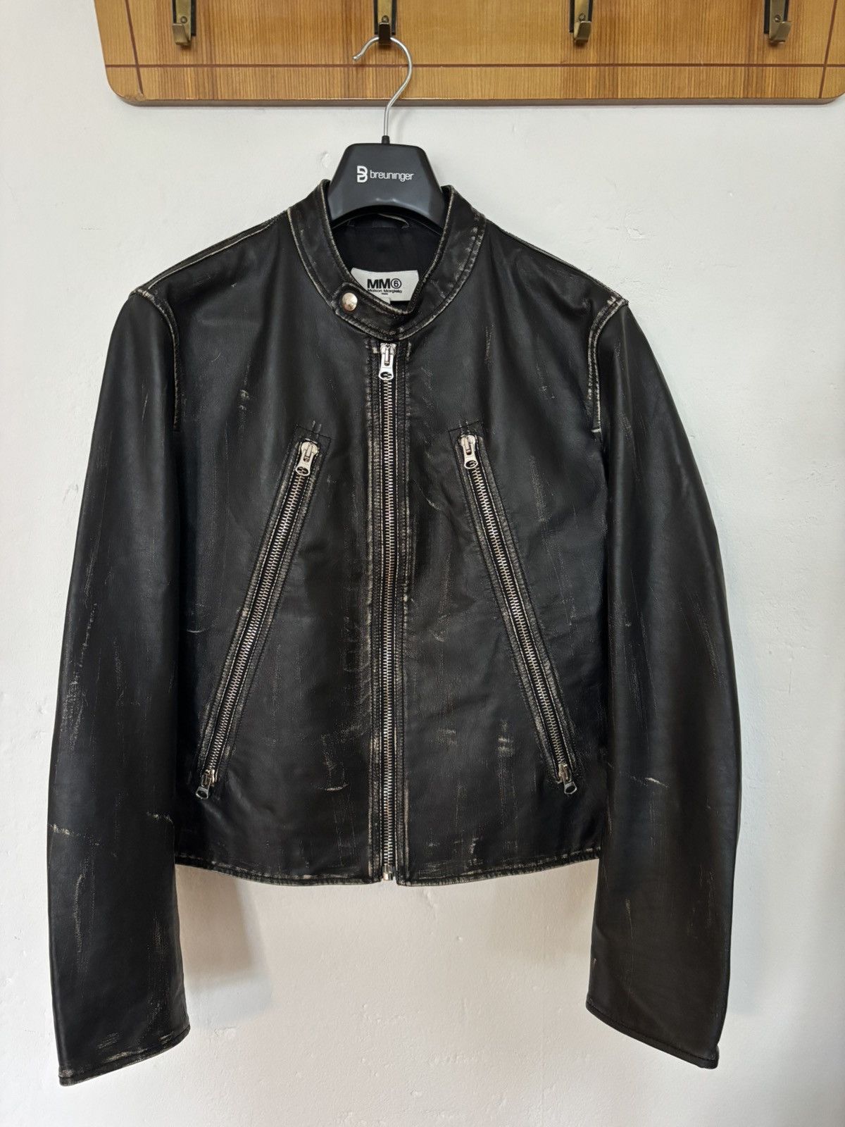 Maison Margiela 5 Zip Leather Jacket hoodie black | Grailed