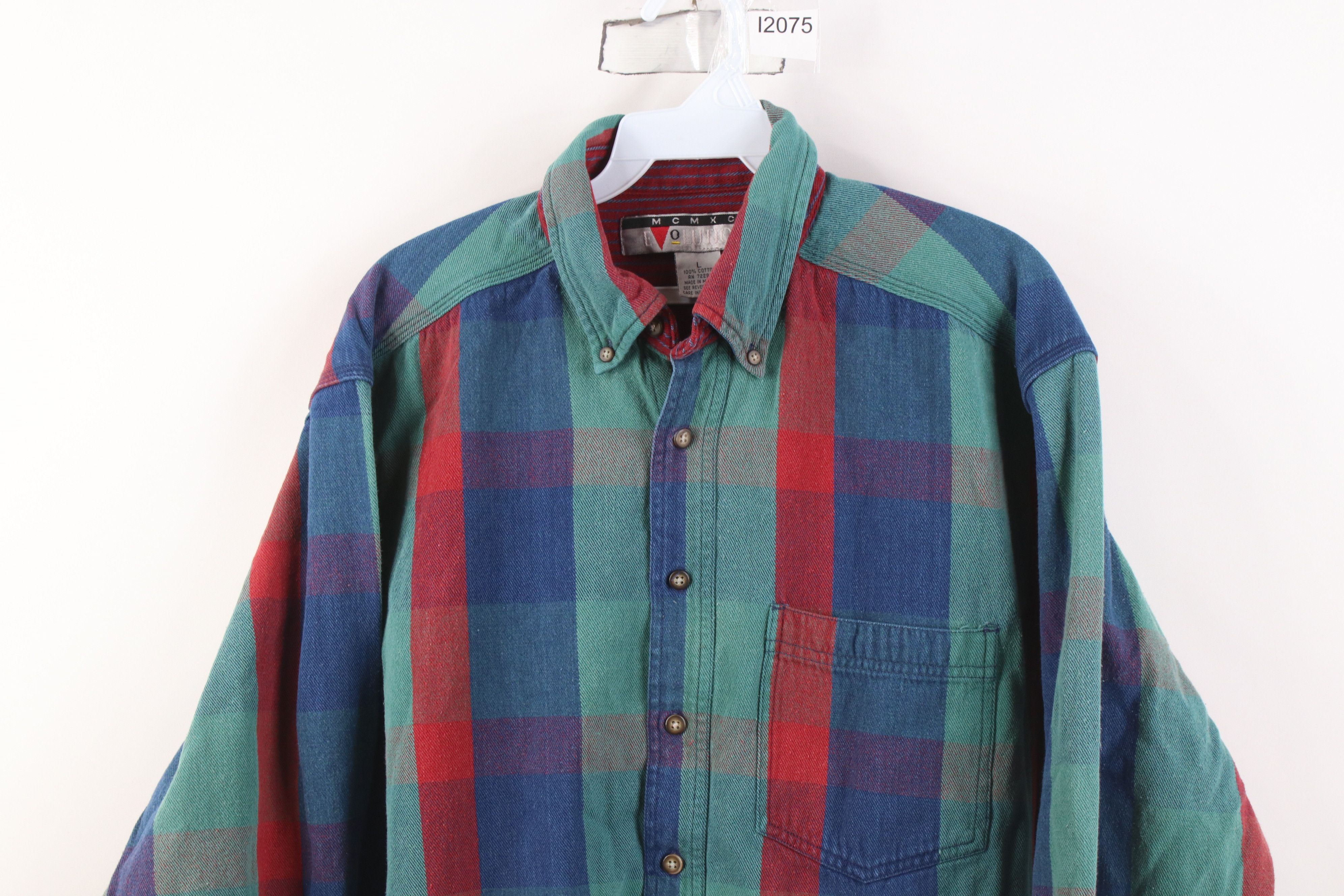 Vintage Vintage 90s Streetwear Flannel Collared Button Down Shirt Size US L / EU 52-54 / 3 - 2 Thumbnail