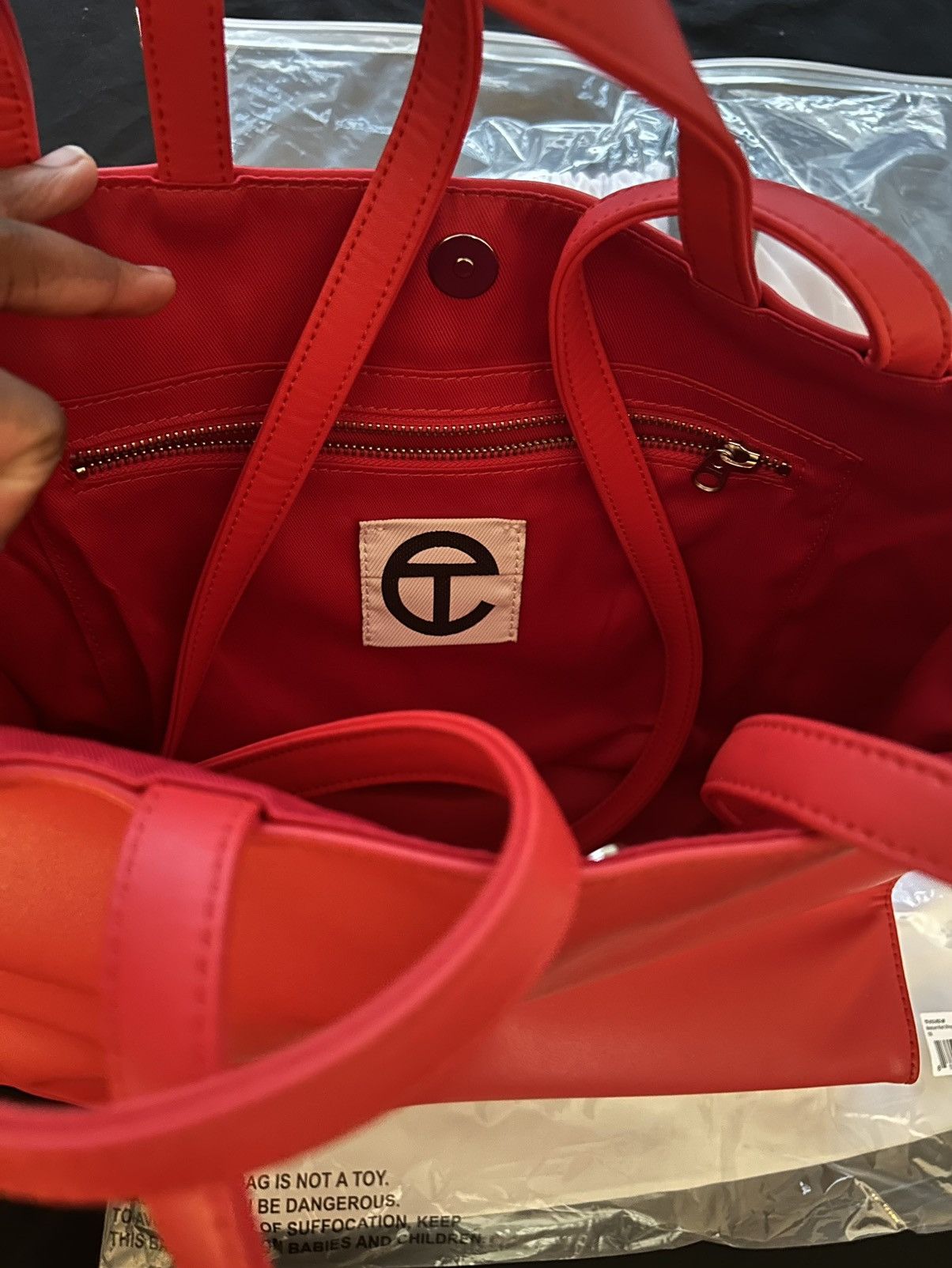 Telfar Telfar Medium Red Shopping Bag Size ONE SIZE - 3 Thumbnail