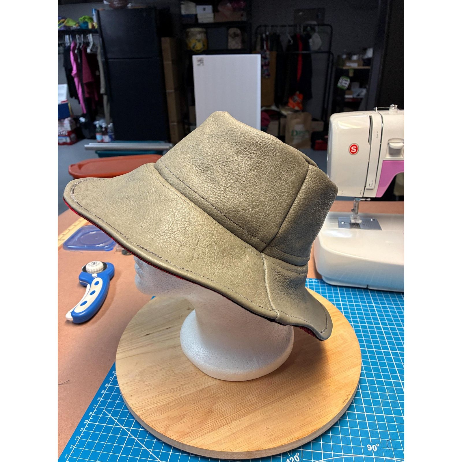 Other The Gray — Upcycled Top Grain Leather Bucket Hat, Large 23" Size ONE SIZE - 1 Thumbnail