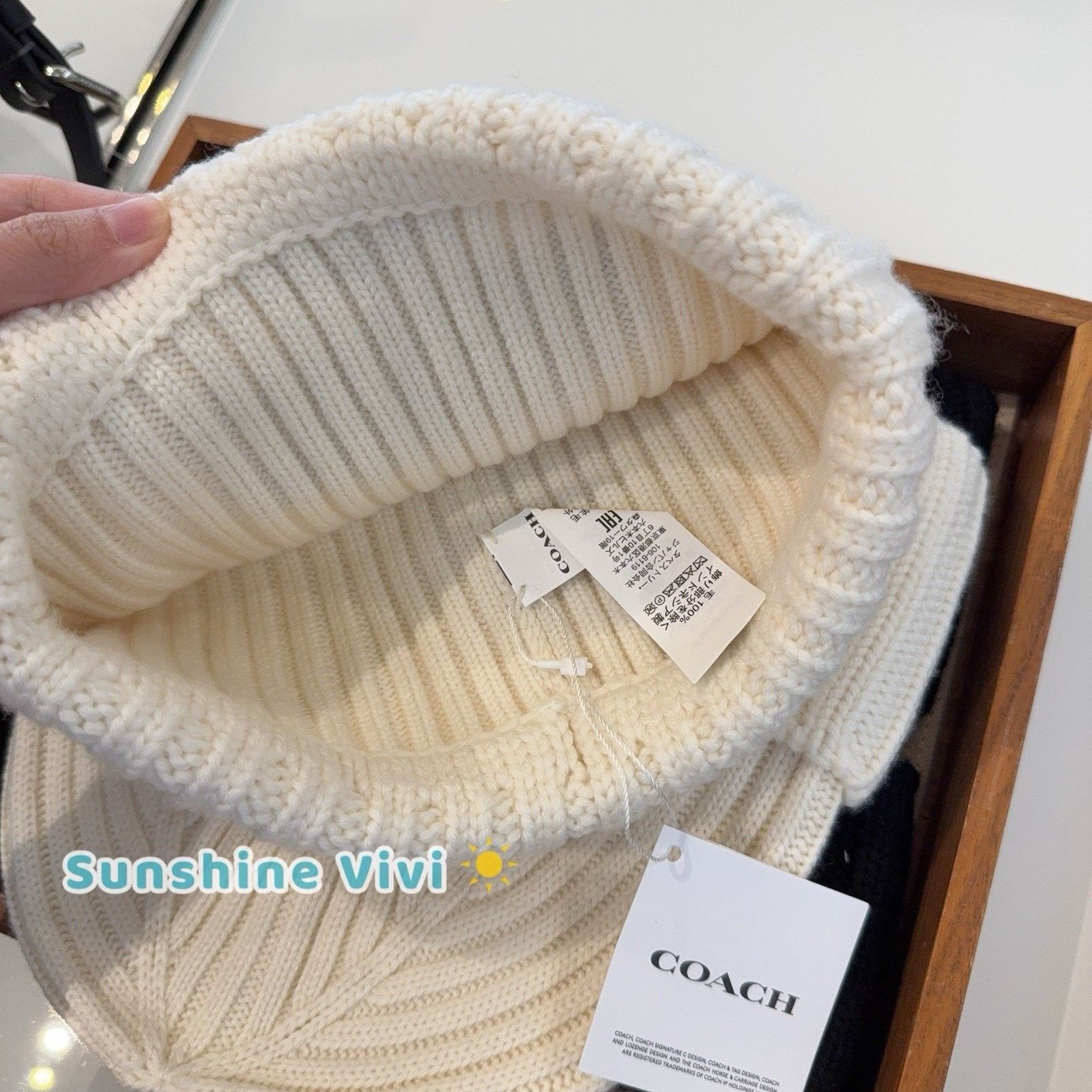 Coach NWT Coach 1941 Embroidered Knit Beanie Wool CU806 Chalk Size ONE SIZE - 3 Thumbnail