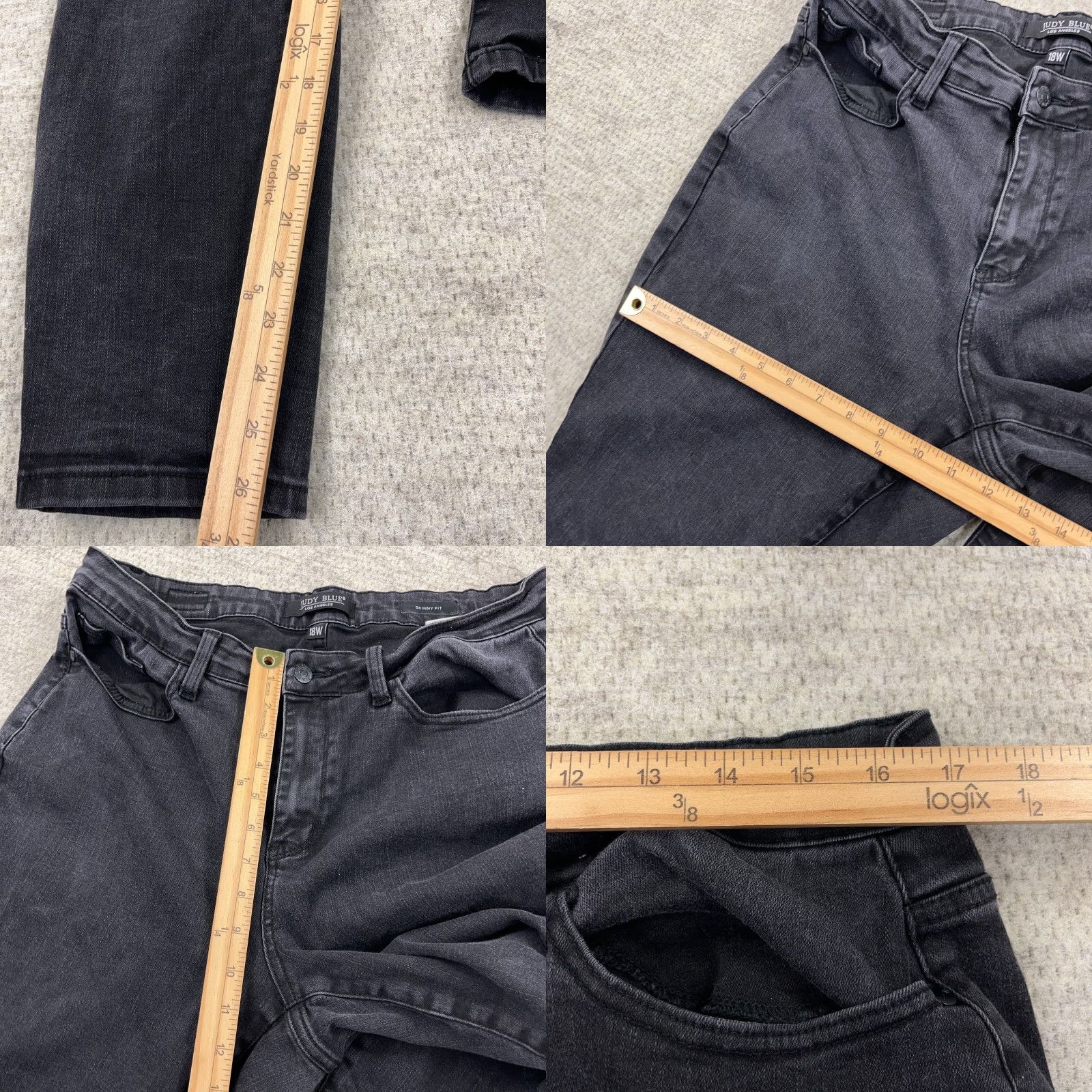 Vintage Judy Blue Jeans Women 18W Skinny Black Wash Faded Stretch Plus Ladies 5-Pocket Design Jeans Mens Womens Size 40" / US 18 - 8 Thumbnail