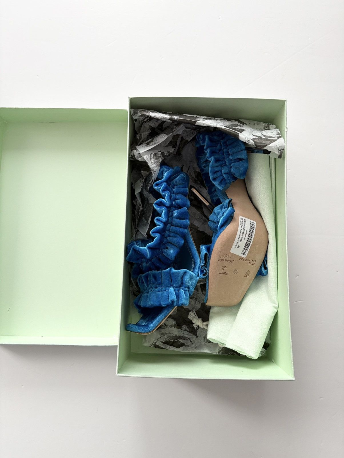 Off-White Off White Allen Curtain velvet ruffle sandals Size US 6 / IT 36 - 5 Thumbnail