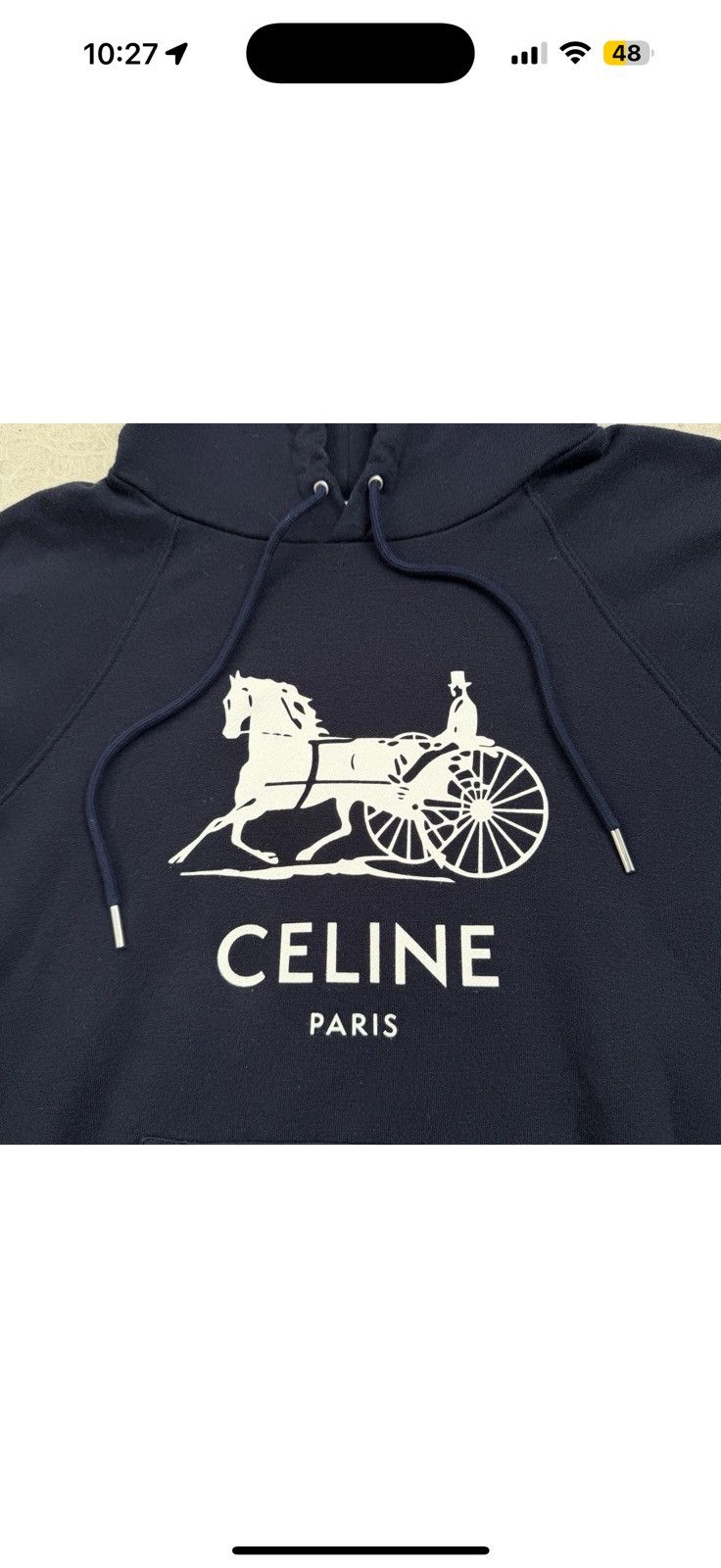 Celine Logo-Print Cotton-Jersey Hoodie Size US M / EU 48-50 / 2 - 2 Thumbnail