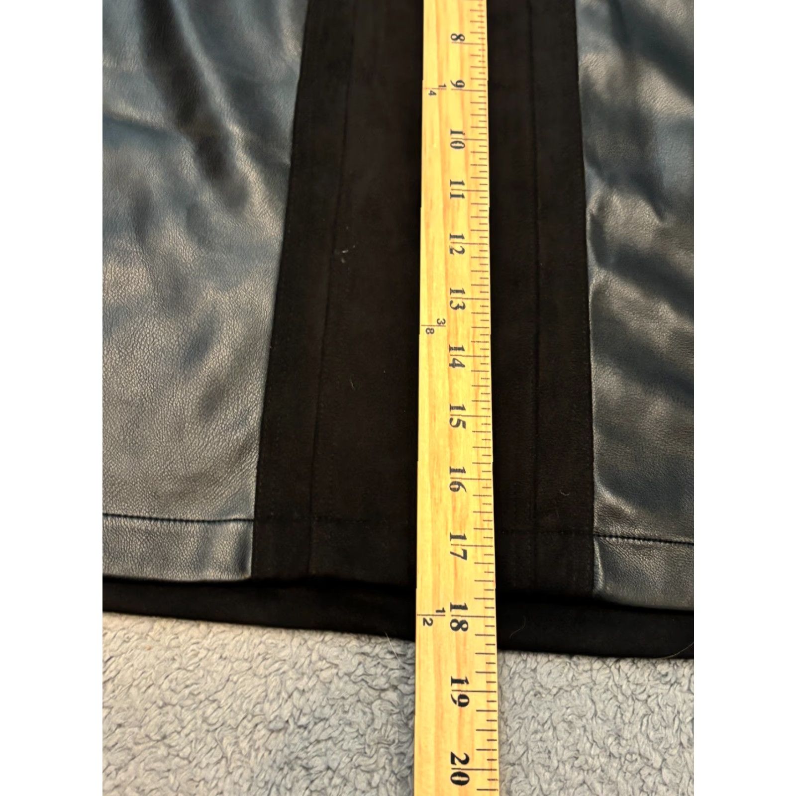 Vintage Marc New York Pencil Skirt Womens Large Black Faux Leather Trim Evening Casual Skirt Size 36" / US 14 / IT 50 - 4 Thumbnail