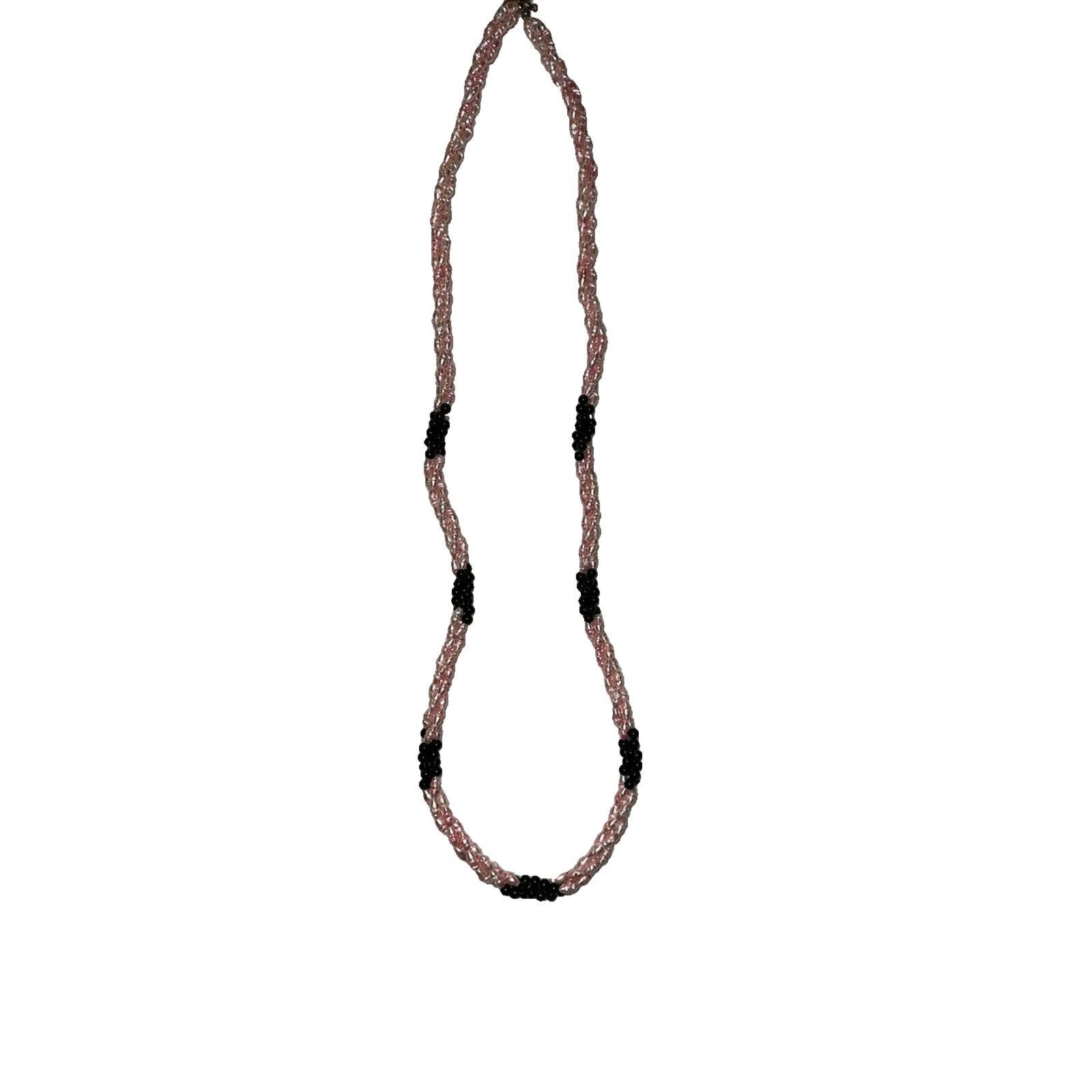 Unknown London Vintage Triple Strand Necklace Pink & Black Size ONE SIZE - 2 Thumbnail