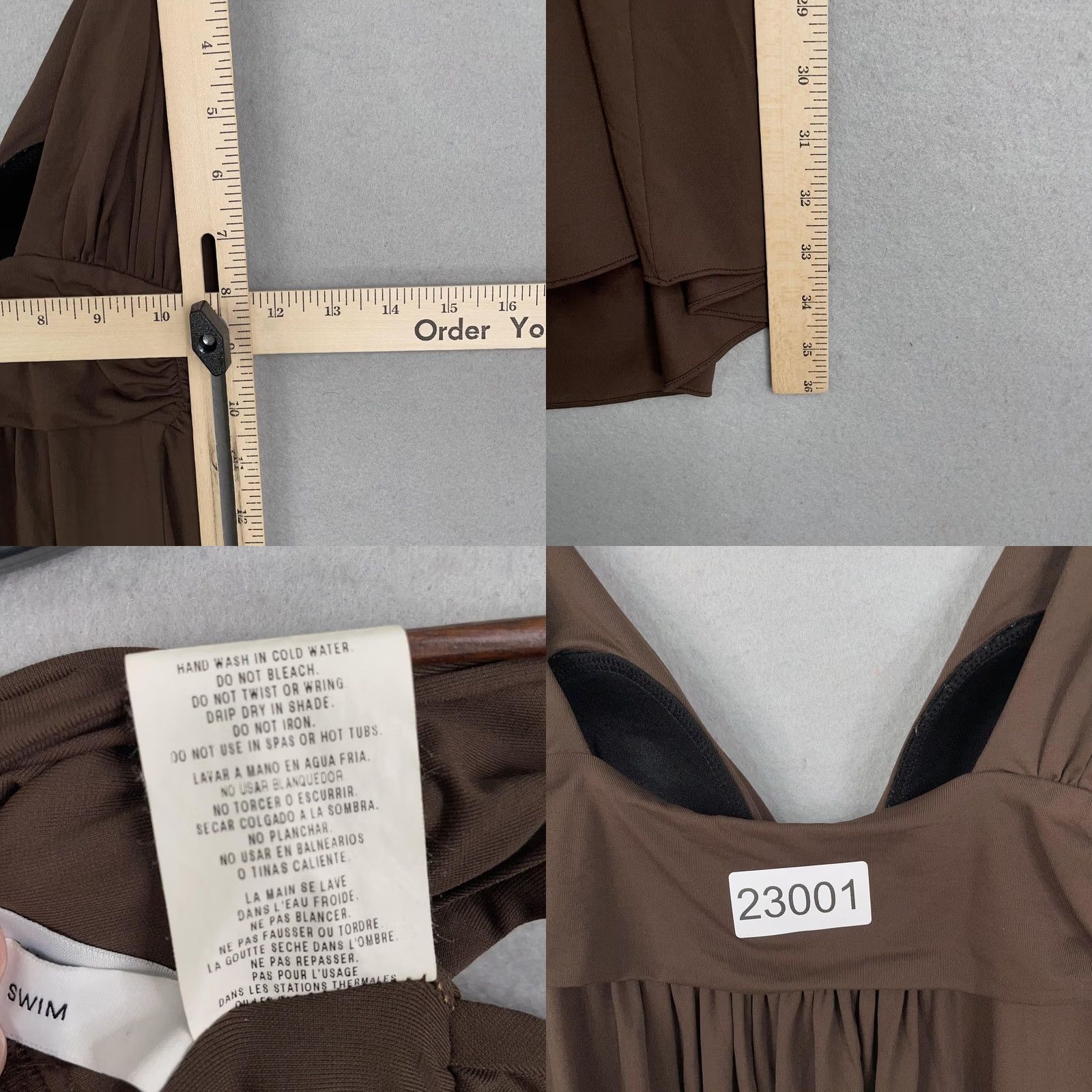 Vintage Carmen Marc Valvo Swim Dress Womens XSmall Brown Halter Empire Waist Cover Up Size XS / US 0-2 / IT 36-38 - 8 Thumbnail