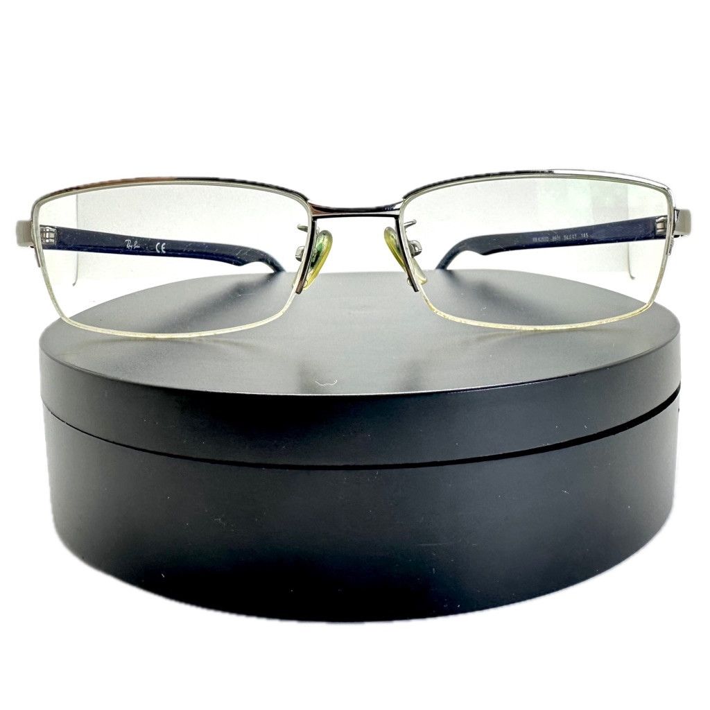 RayBan Vintage Ray Ban Navy Silver Metal Half Rim Rectangular Frame Size ONE SIZE - 5 Thumbnail