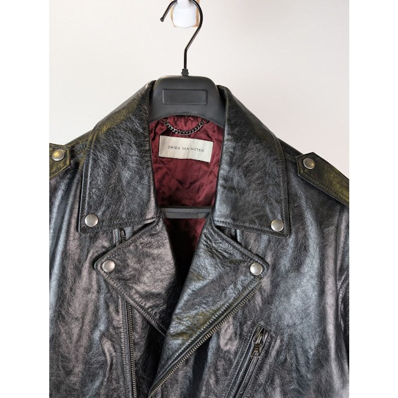 Dries Van Noten o1rshd1 Vintage Lodz Leather Biker Jacket in Black Size US M / EU 48-50 / 2 - 8 Thumbnail