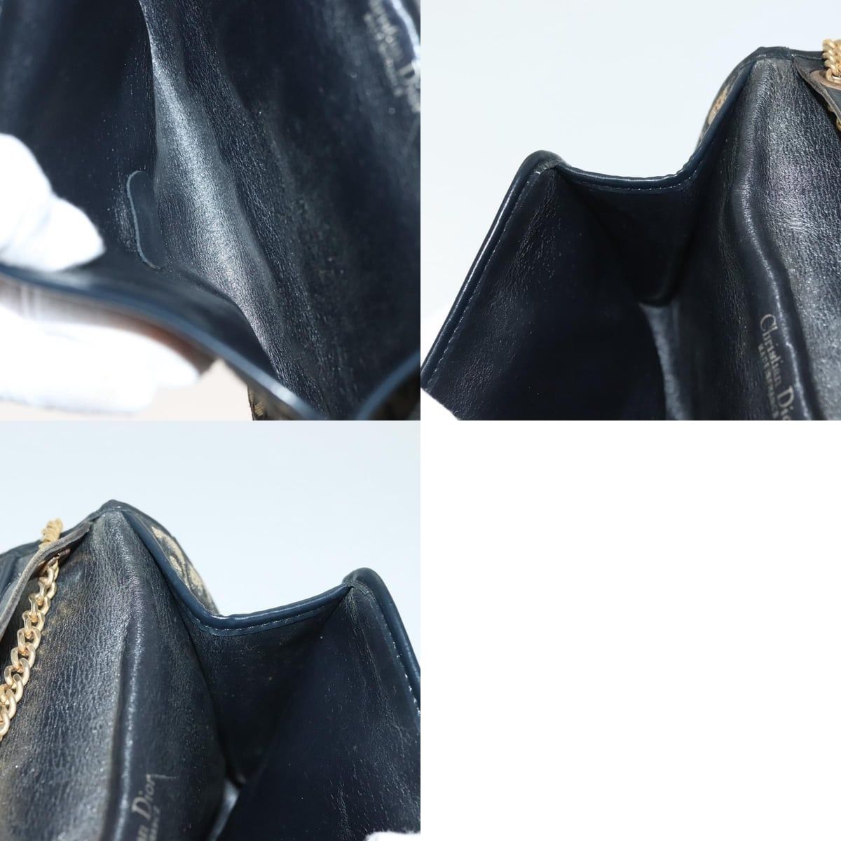 Dior DIOR Trotter Canvas Chain Shoulder Bag Navy Gold Size ONE SIZE - 12 Thumbnail