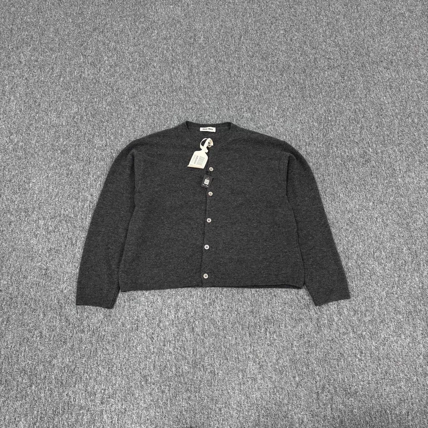 Miu Miu Gray Button-Front Long Sleeve Knit Cardigan Size US M / EU 48-50 / 2 - 1 Thumbnail