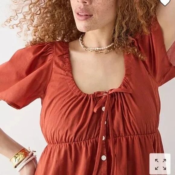 J.Crew J Crew Rust Red Cotton Voile Tiered Button Down Front Dress Size S / US 4 / IT 40 - 9 Thumbnail