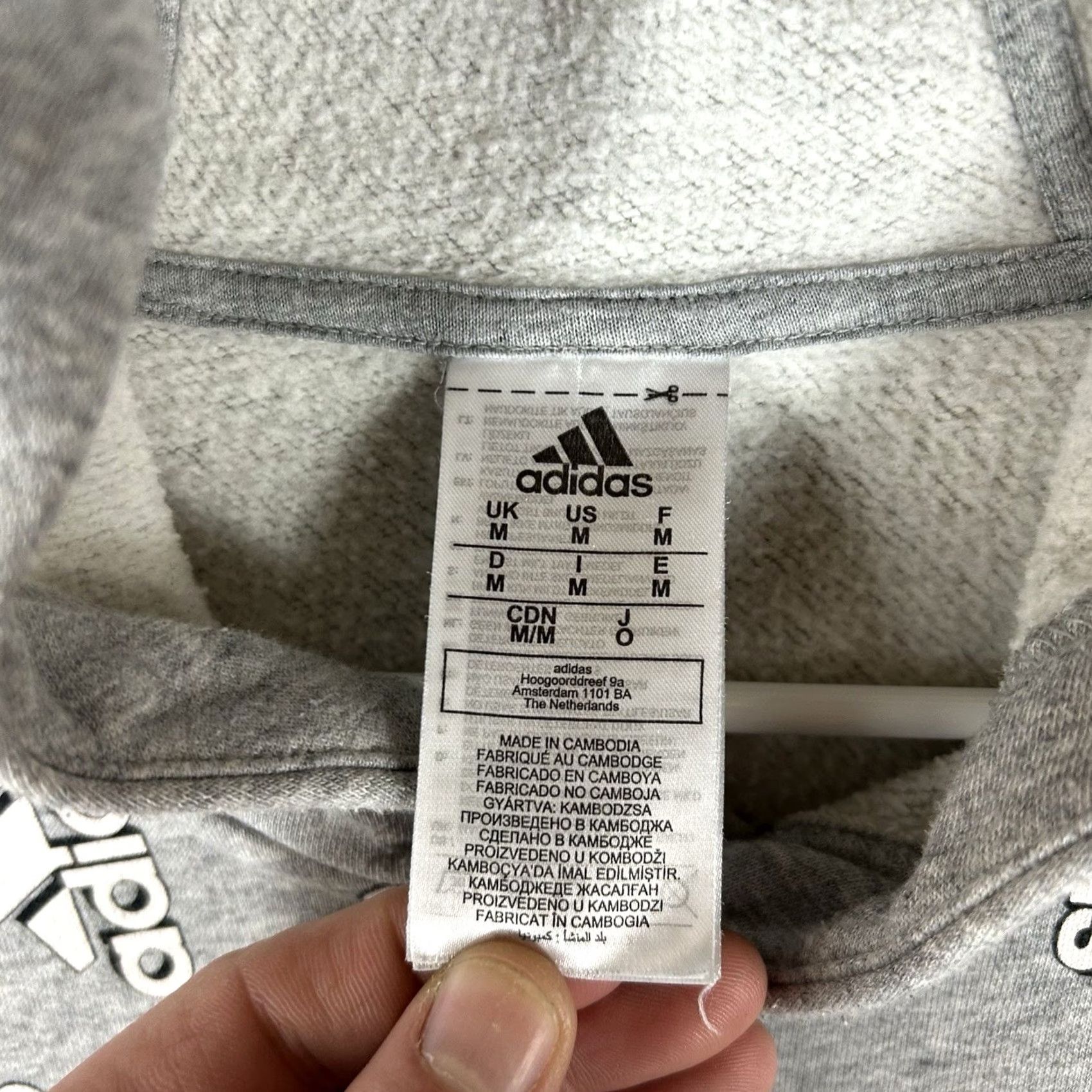 Adidas Adidas All Over Print Hoodie Mens M Gray Casual Hooded Sweatshirt Sports Size US M / EU 48-50 / 2 - 4 Thumbnail