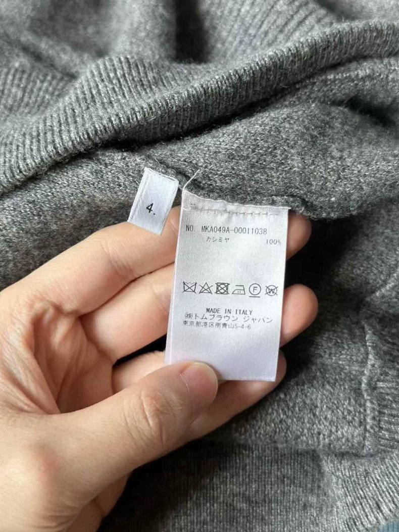 Thom Browne Thom Browne size4 Medium gray cashmere sweater Size US XL / EU 56 / 4 - 4 Thumbnail