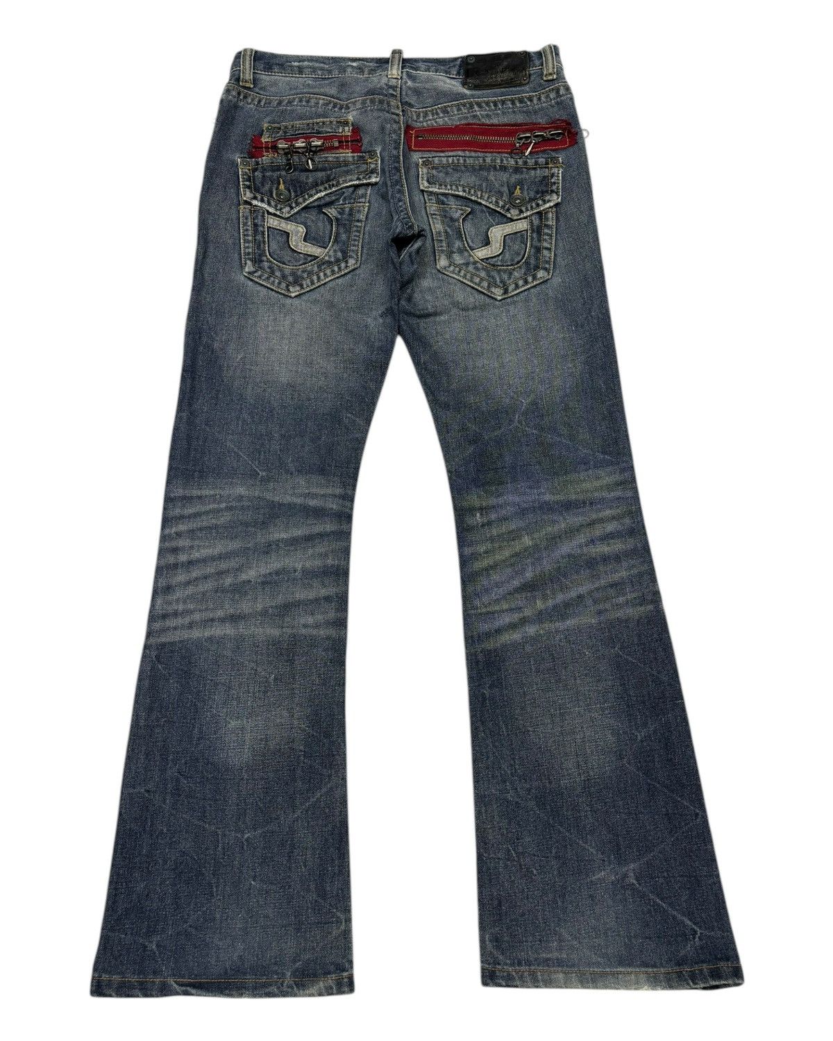 If Six Was Nine SEMANTIC DESIGN FLARED JEANS DISTRESSED DENIM Size US 31 - 2 Thumbnail