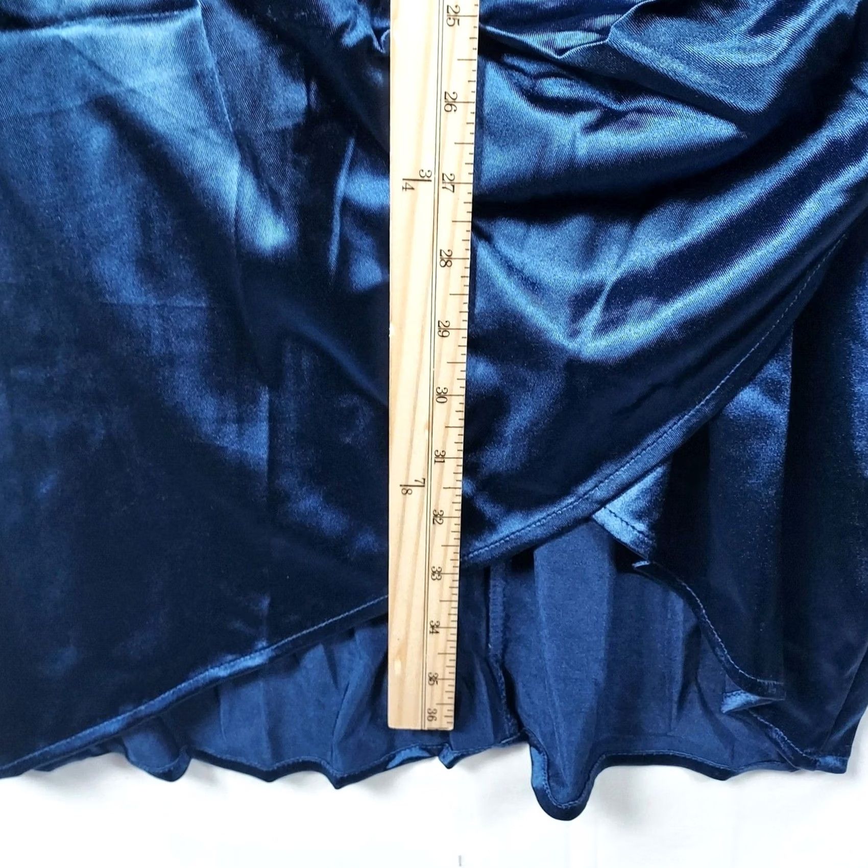 Vintage Yajedo Satin V-Neck Dress Size XL Blue Party/Cocktail Long Sleeve New Size XL / US 12-14 / IT 48-50 - 5 Thumbnail
