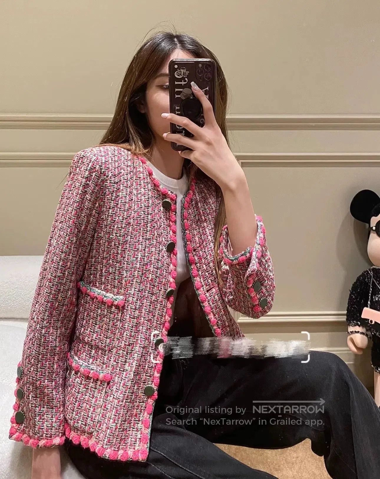 Chanel Chanel Pink Tweed Woven Jacket. Size XXS / US 00 / IT 34 - 2 Thumbnail