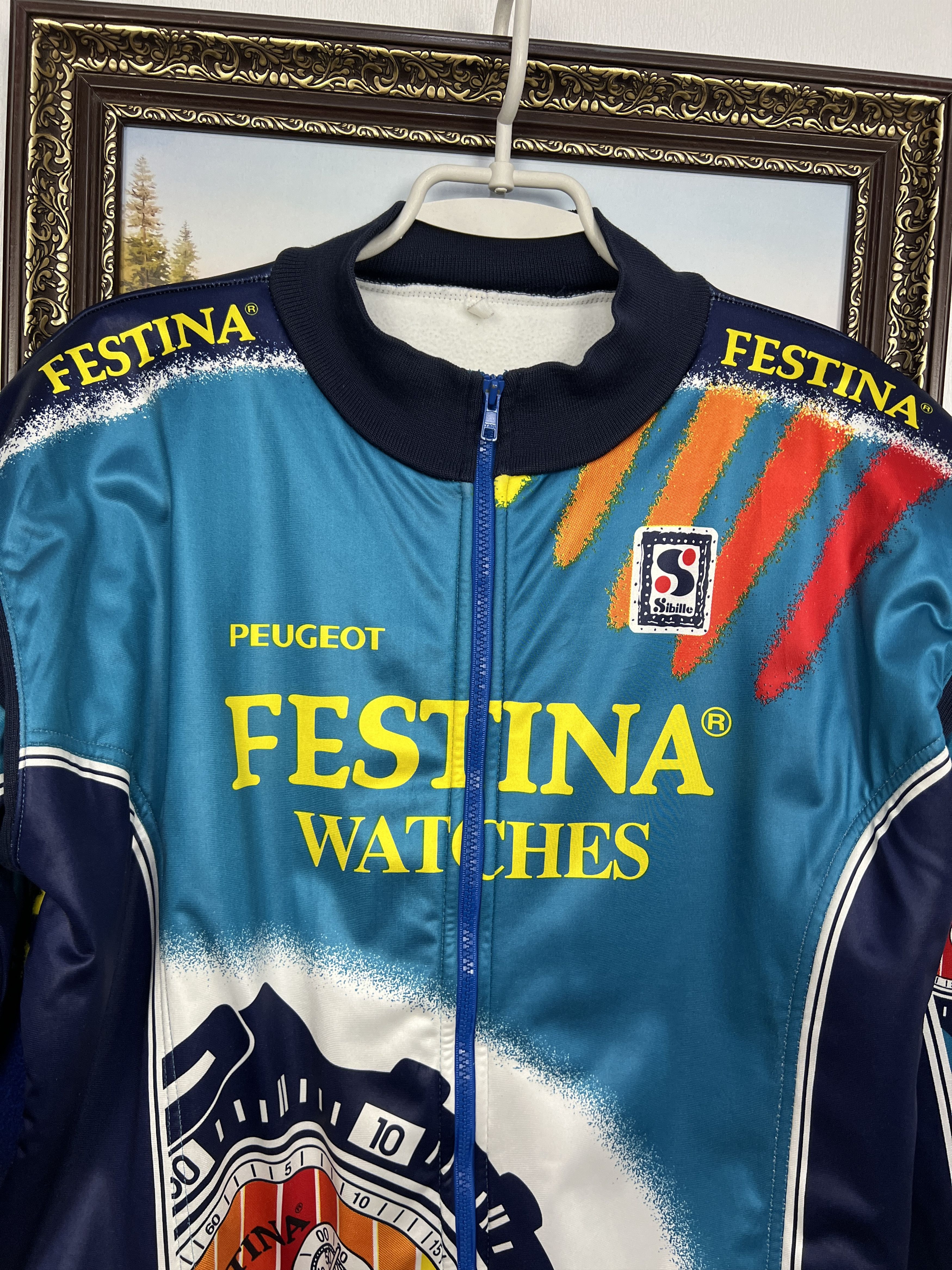 Vintage Festina Sibille Bike Jacket Cycling Long Sleeve Jersey Size US XL / EU 56 / 4 - 3 Thumbnail
