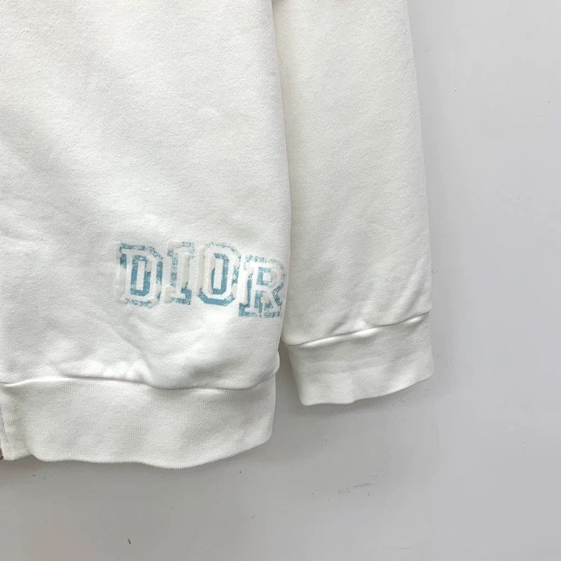 Dior Dior Size 12 White logo letter print cotton hooded zipper Size US XS / EU 42 / 0 - 4 Thumbnail