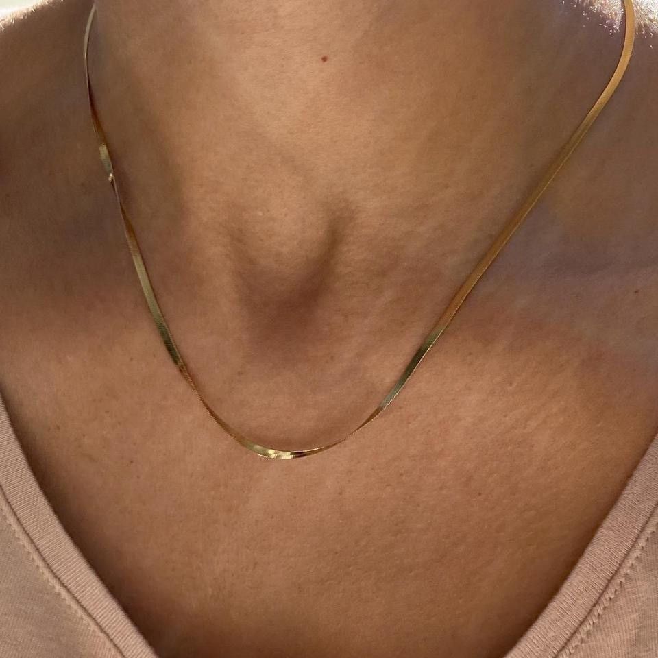 Designer ✨ 18K Gold Filled Herringbone Chain ✨ Size ONE SIZE - 8 Thumbnail