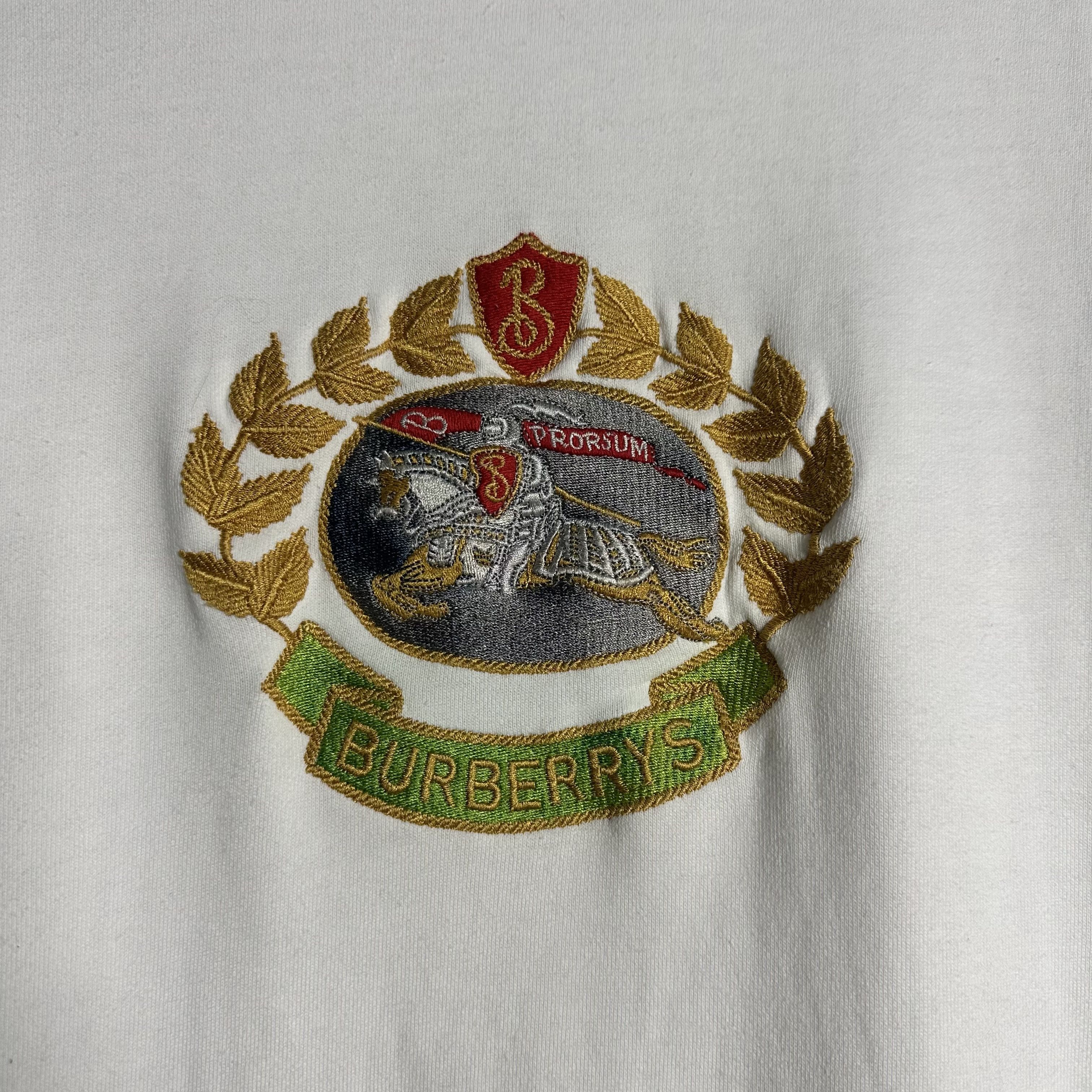 Burberry 🔥RARE🔥Vintage 90s Burberrys Embroidery L/S Polo Sweatshirt Size US L / EU 52-54 / 3 - 3 Thumbnail