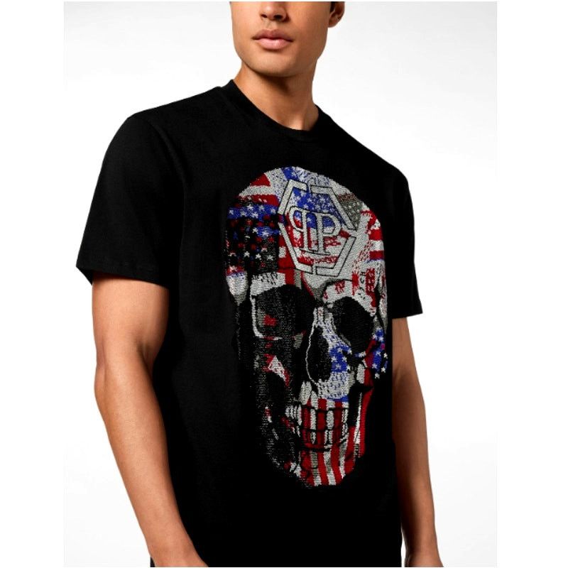 Philipp Plein Philipp Plein Black Skull America Round Neck T-Shirt Size L Size US L / EU 52-54 / 3 - 2 Thumbnail