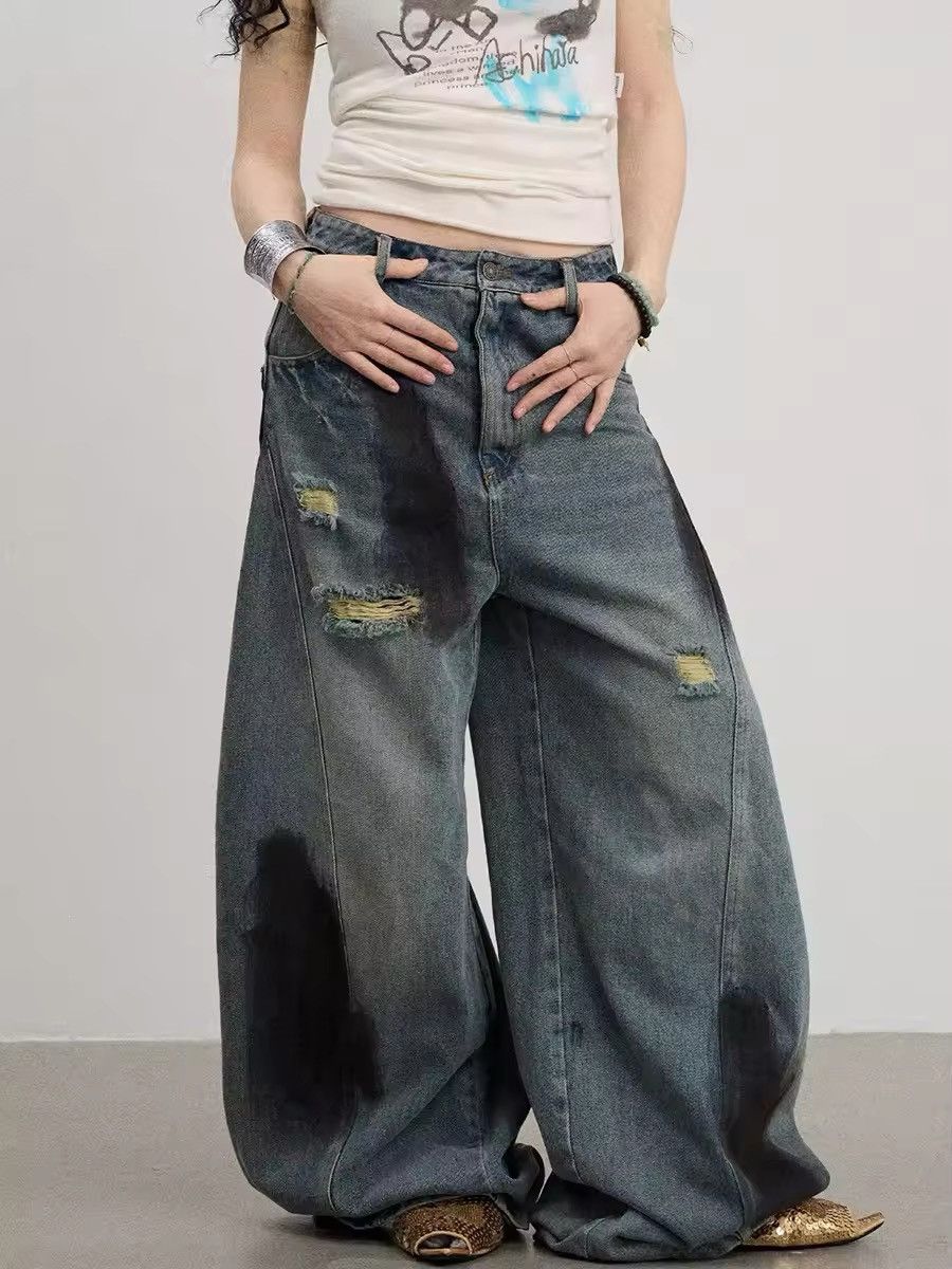 Japanese Brand × Jean Splash Ink Hole Ripped Jeans Size 29" - 1 Thumbnail