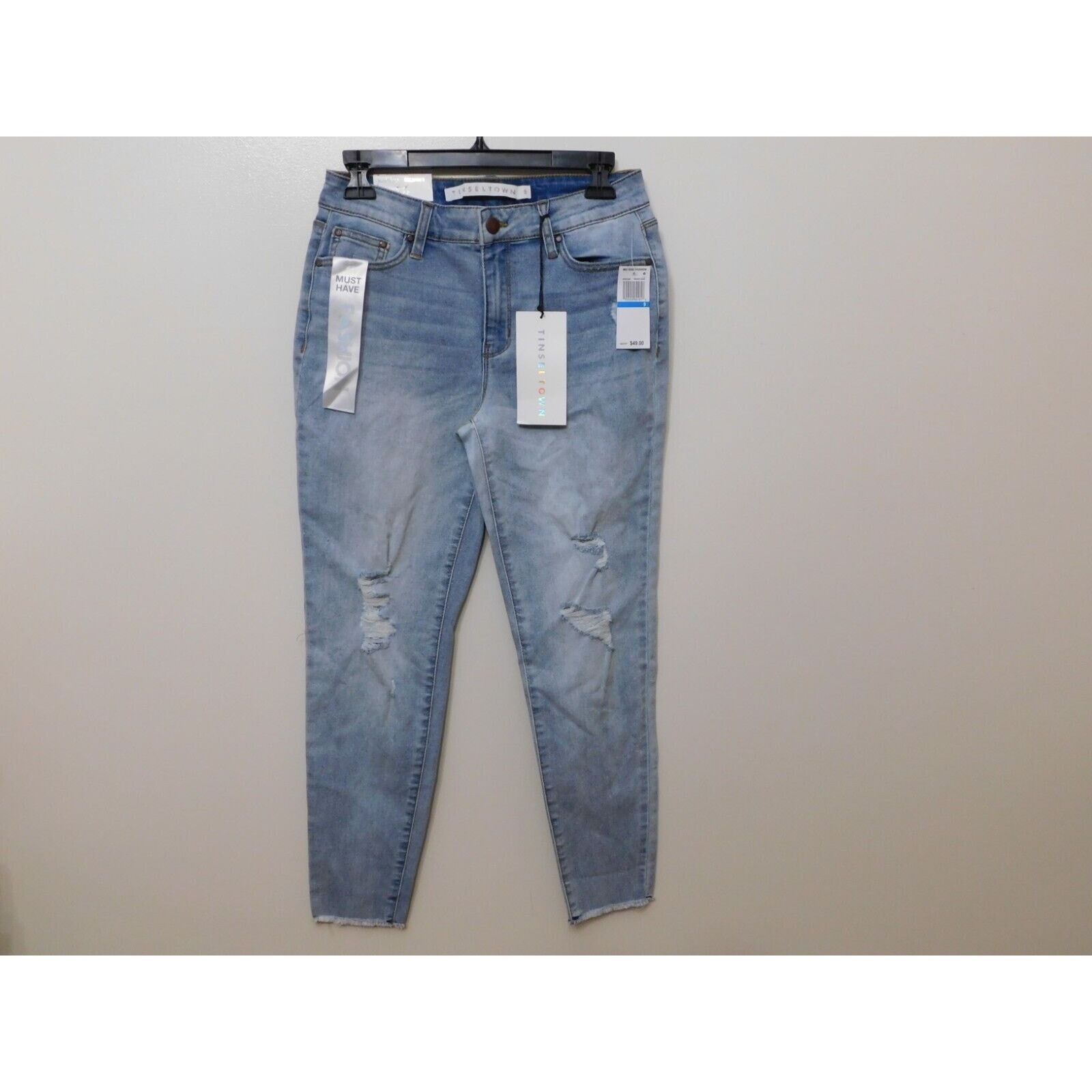 Other JR451 Tinseltown Blue Mid-Rise Fray-Hem Skinny Jeans 9 / 29 Size 29" - 1 Thumbnail
