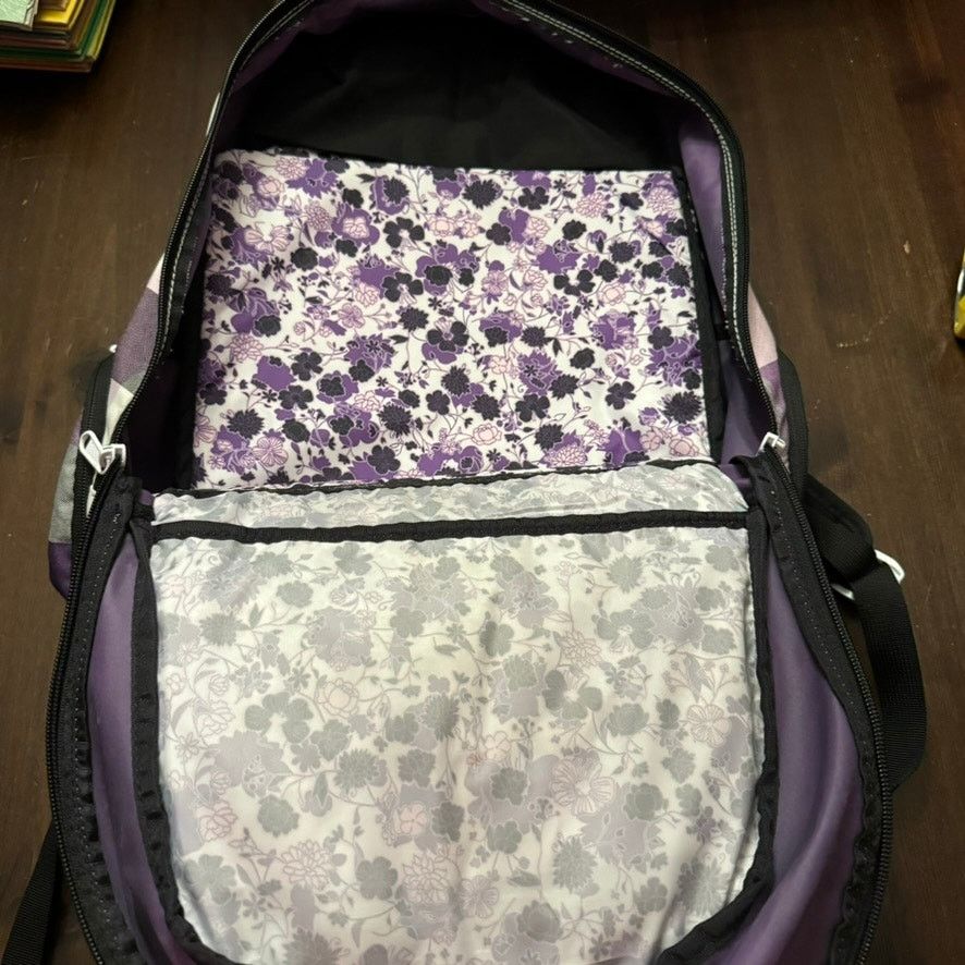 Dakine Dakine Purple Plaid Backpack Floral Lining Laptop Sleeve Size ONE SIZE - 8 Thumbnail